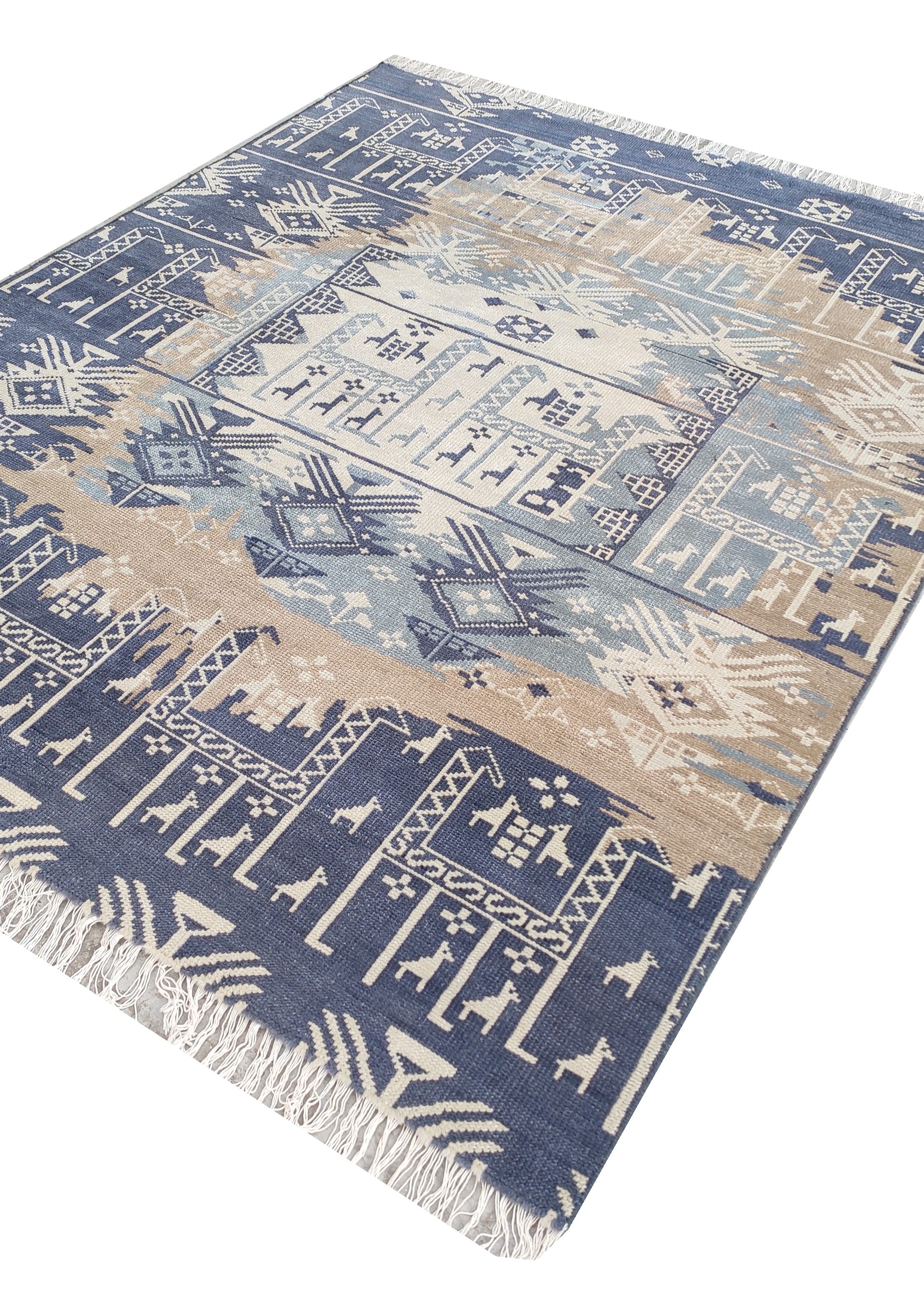 Marlise Blue Gen-Z Gabbeh Hand-Knotted Wool Rug