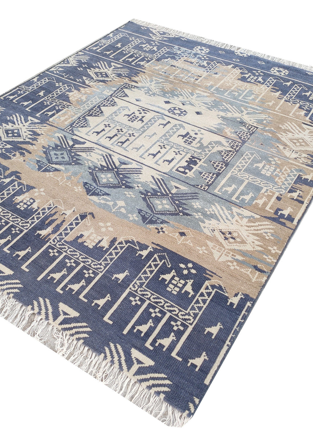 Marlise Blue Gen-Z Gabbeh Hand-Knotted Wool Rug