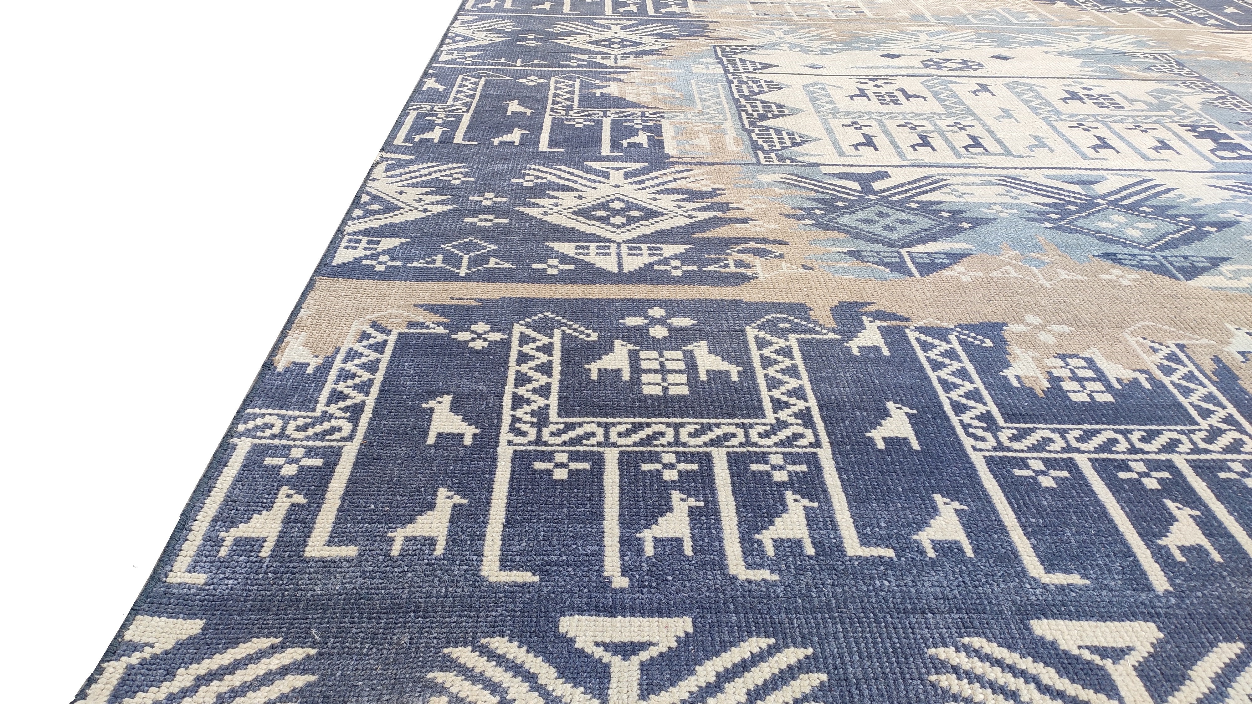 Marlise Blue Gen-Z Gabbeh Hand-Knotted Wool Rug