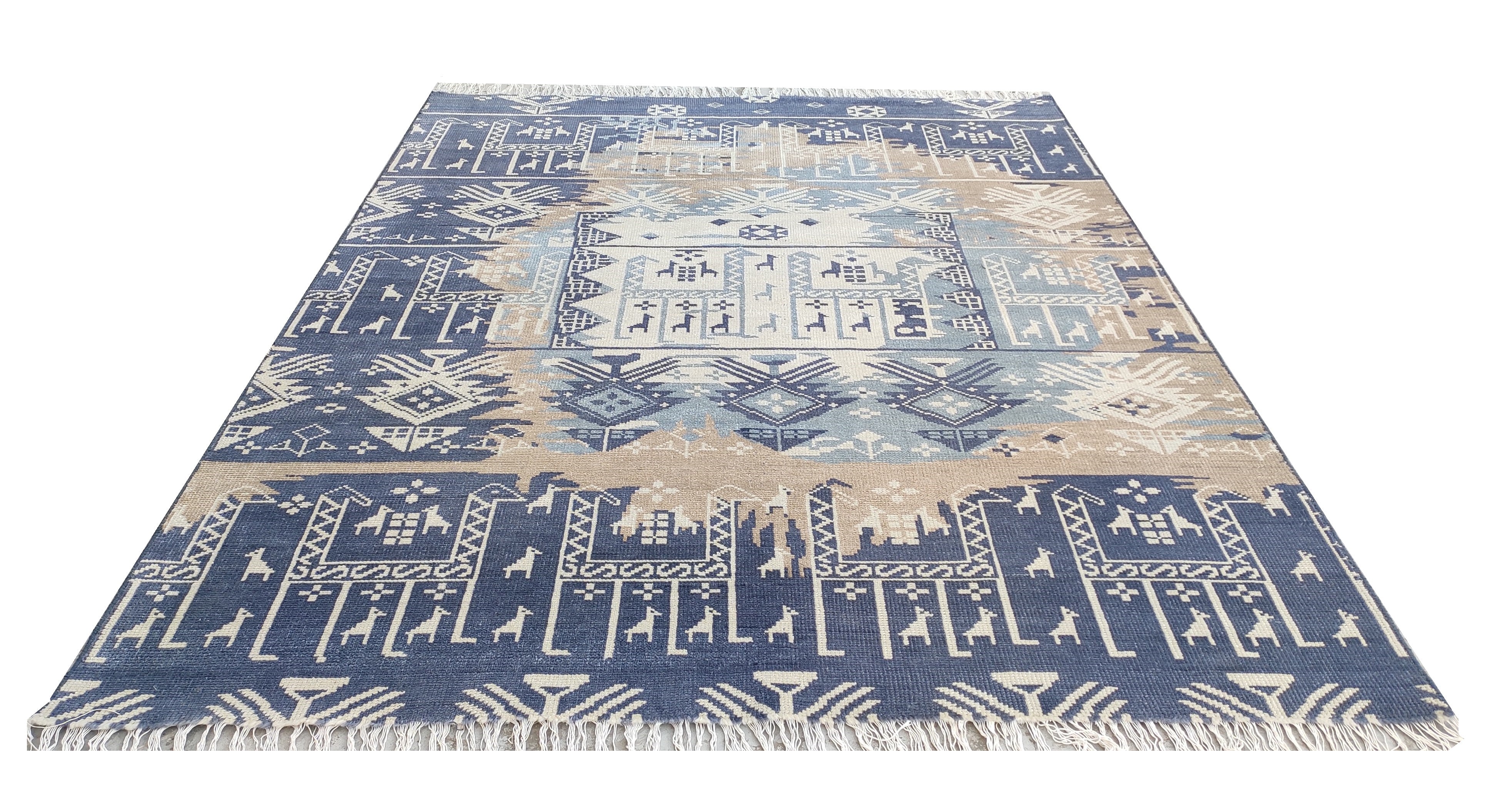 Marlise Blue Gen-Z Gabbeh Hand-Knotted Wool Rug