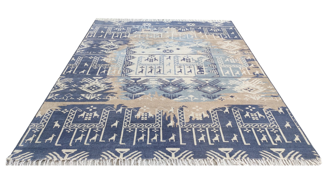 Marlise Blue Gen-Z Gabbeh Hand-Knotted Wool Rug