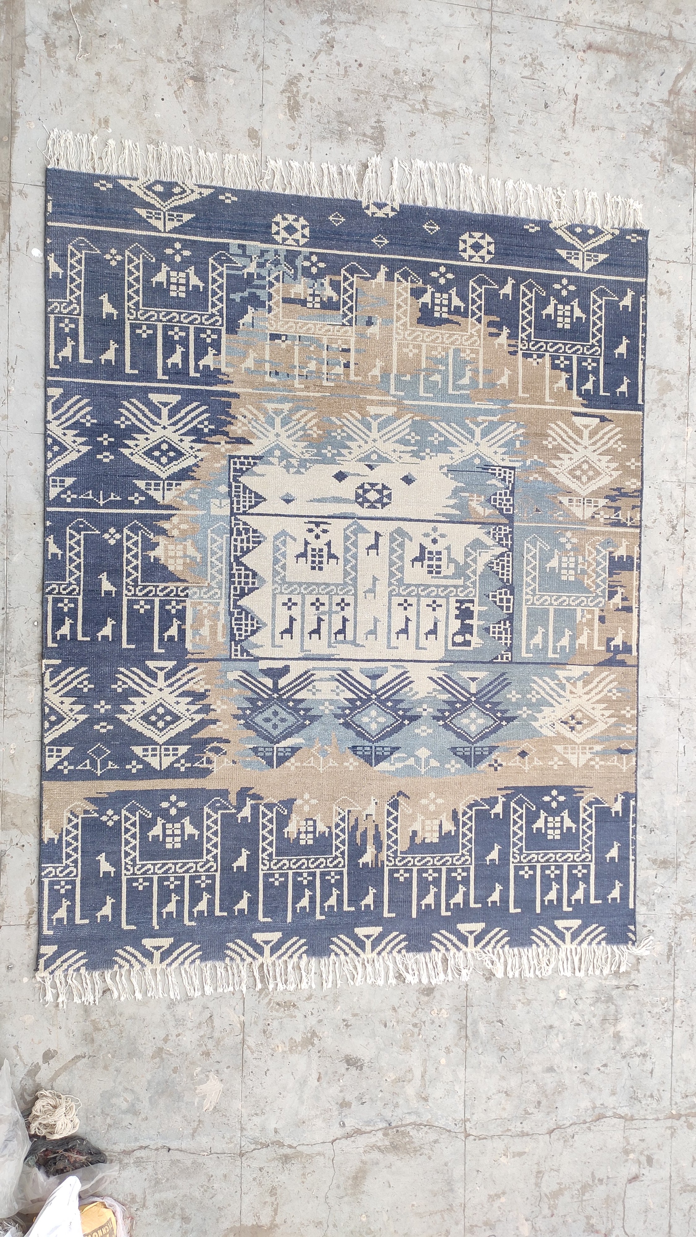 Marlise Blue Gen-Z Gabbeh Hand-Knotted Wool Rug