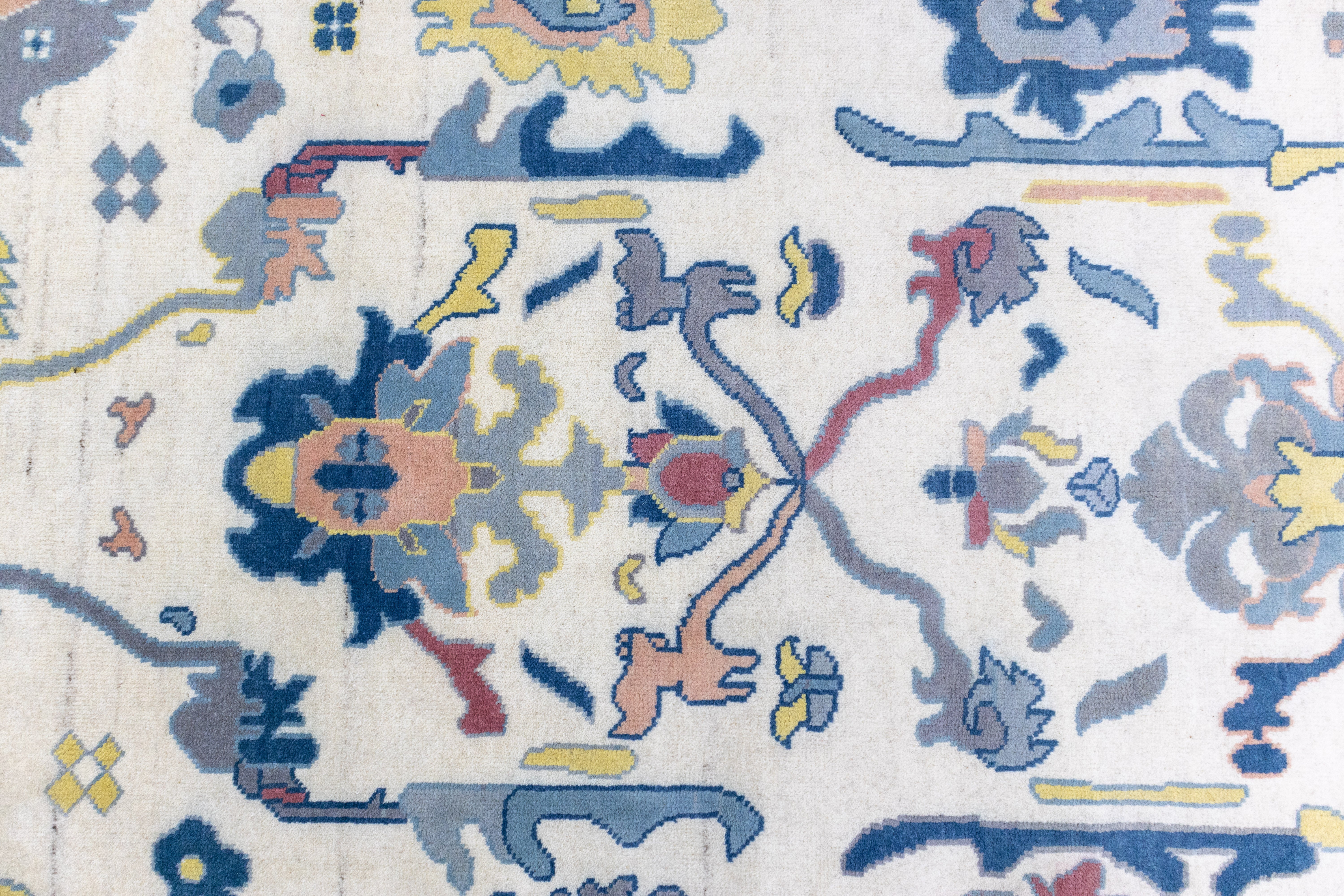 Marlowe Azure Mist Oushak Hand-Knotted Wool Rug
