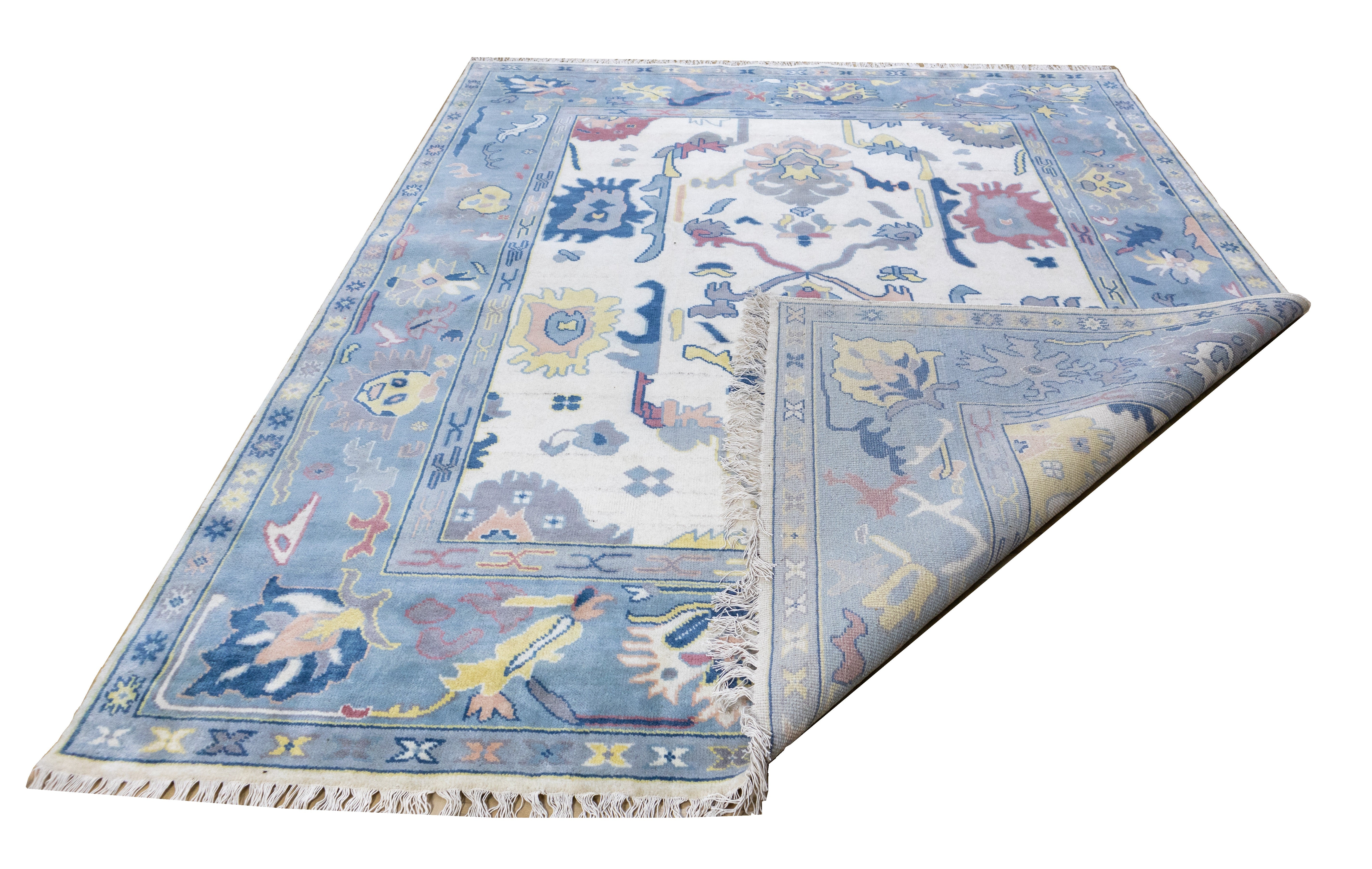 Marlowe Azure Mist Oushak Hand-Knotted Wool Rug