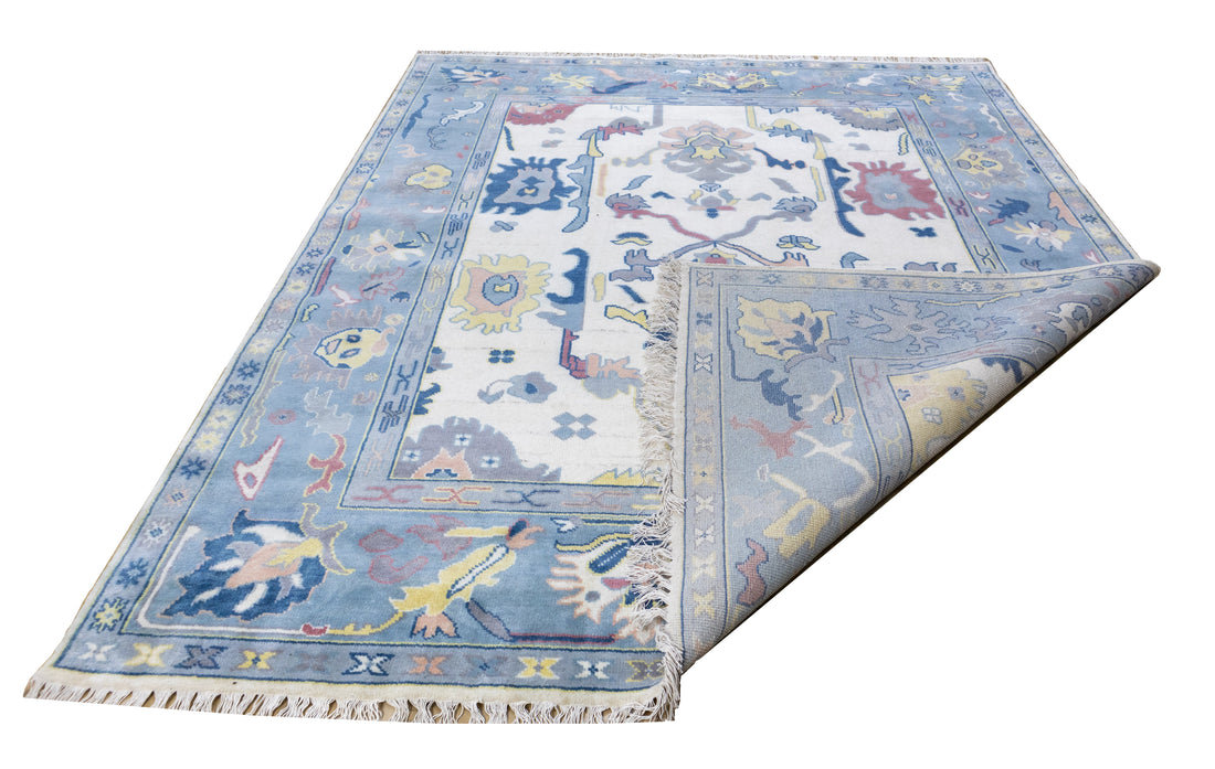 Marlowe Azure Mist Oushak Hand-Knotted Wool Rug