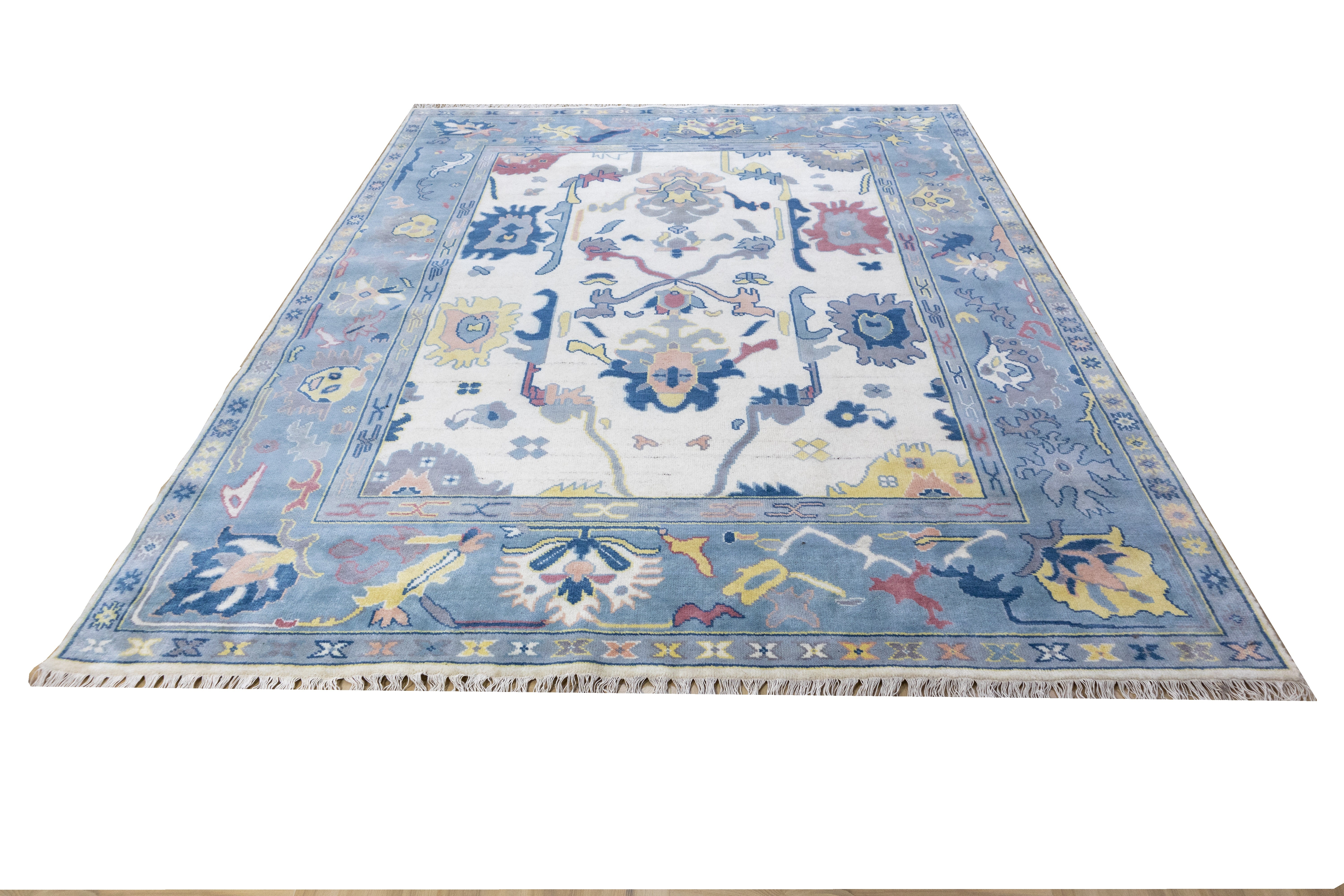 Marlowe Azure Mist Oushak Hand-Knotted Wool Rug