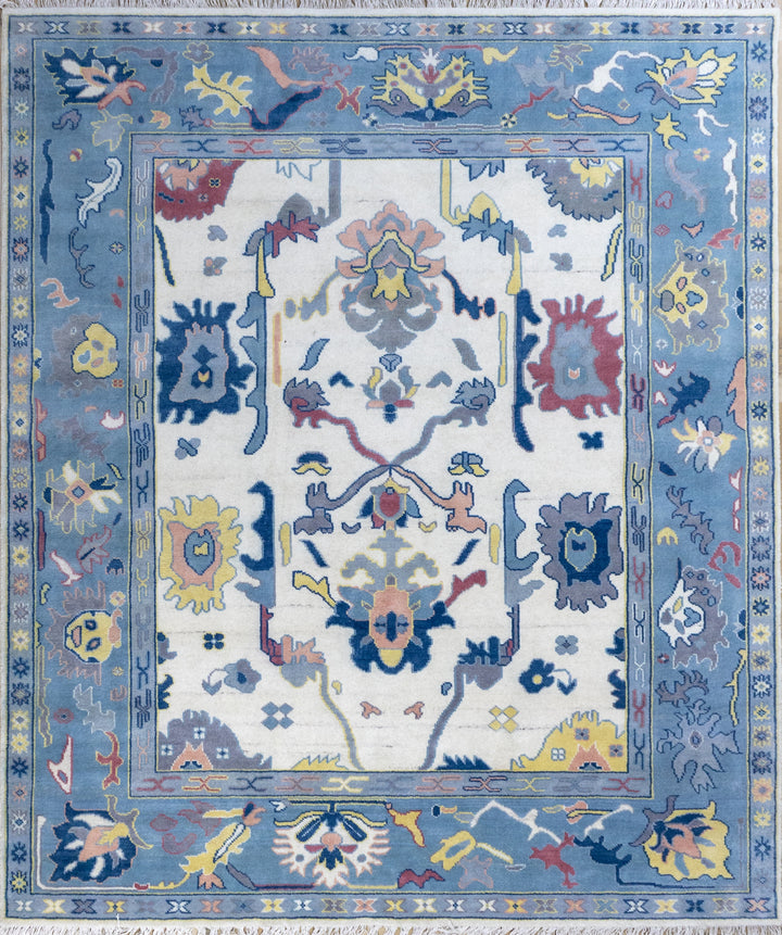 Marlowe Azure Mist Oushak Hand-Knotted Wool Rug