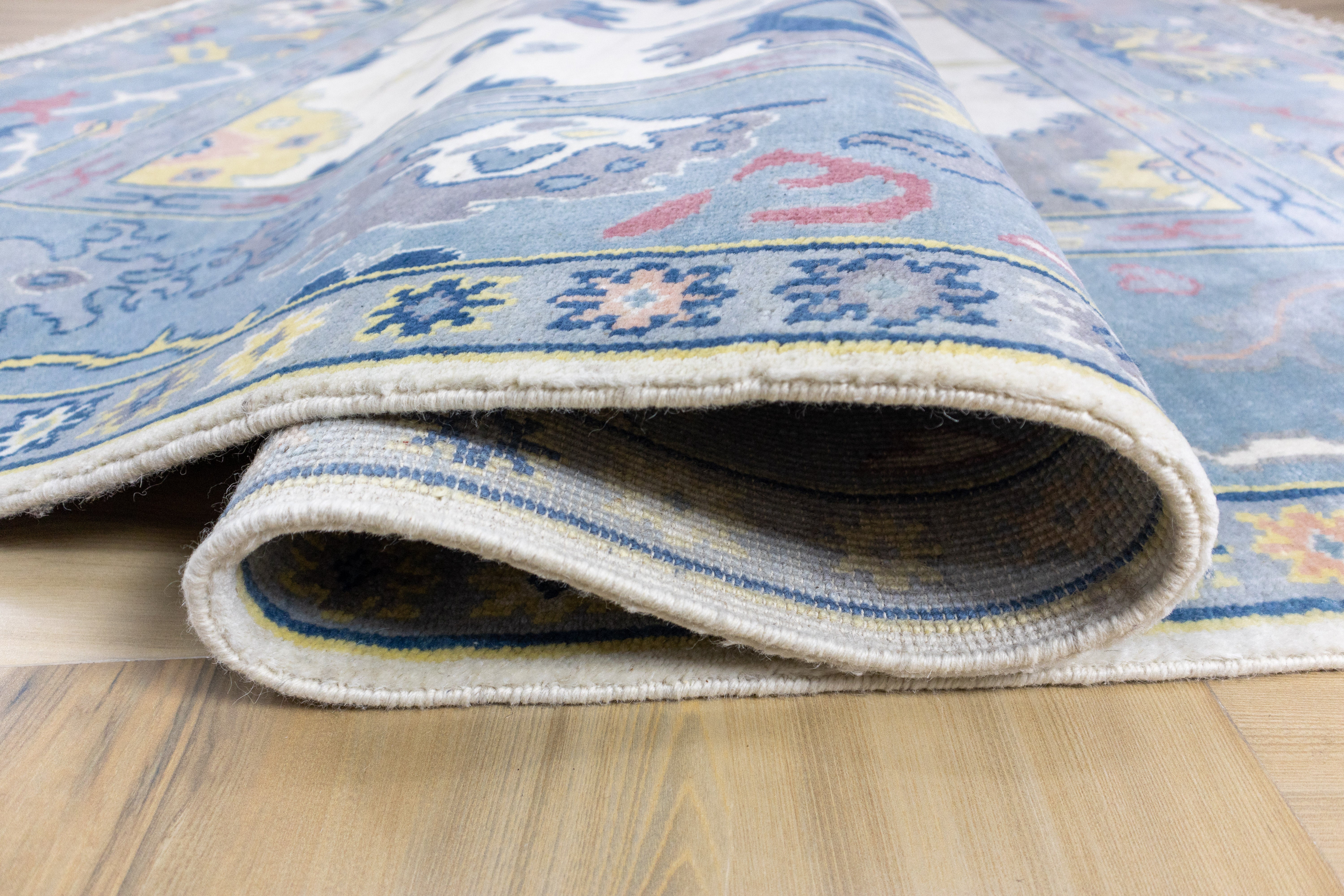 Marlowe Azure Mist Oushak Hand-Knotted Wool Rug
