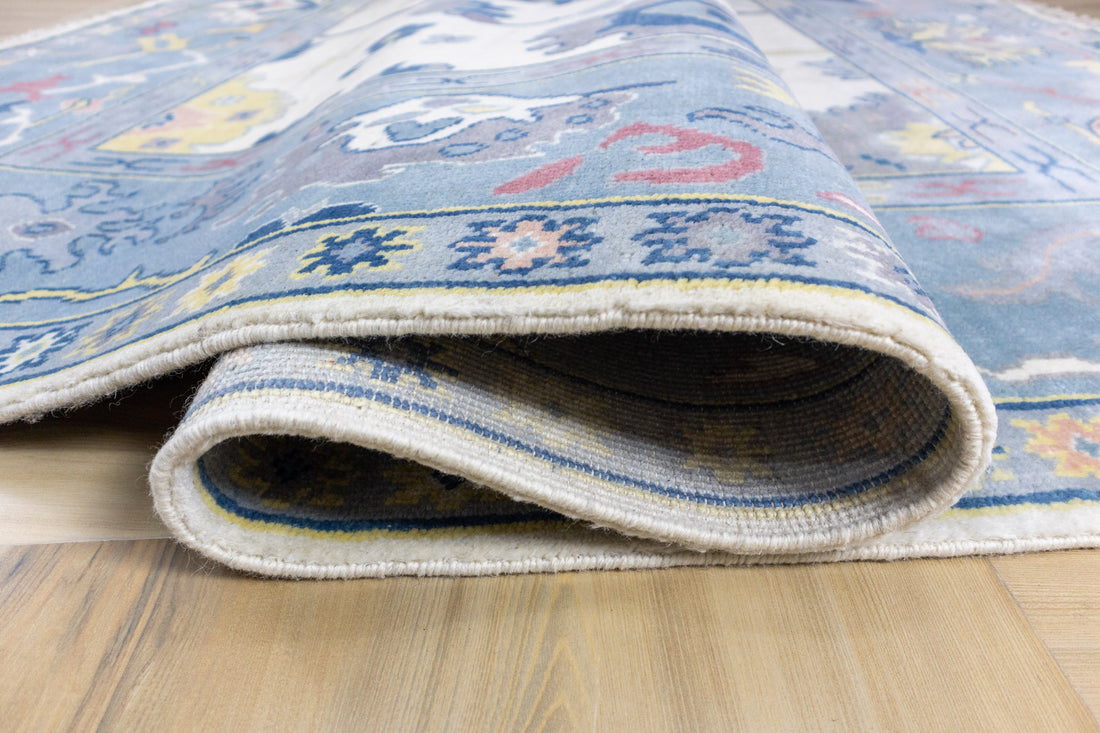 Marlowe Azure Mist Oushak Hand-Knotted Wool Rug