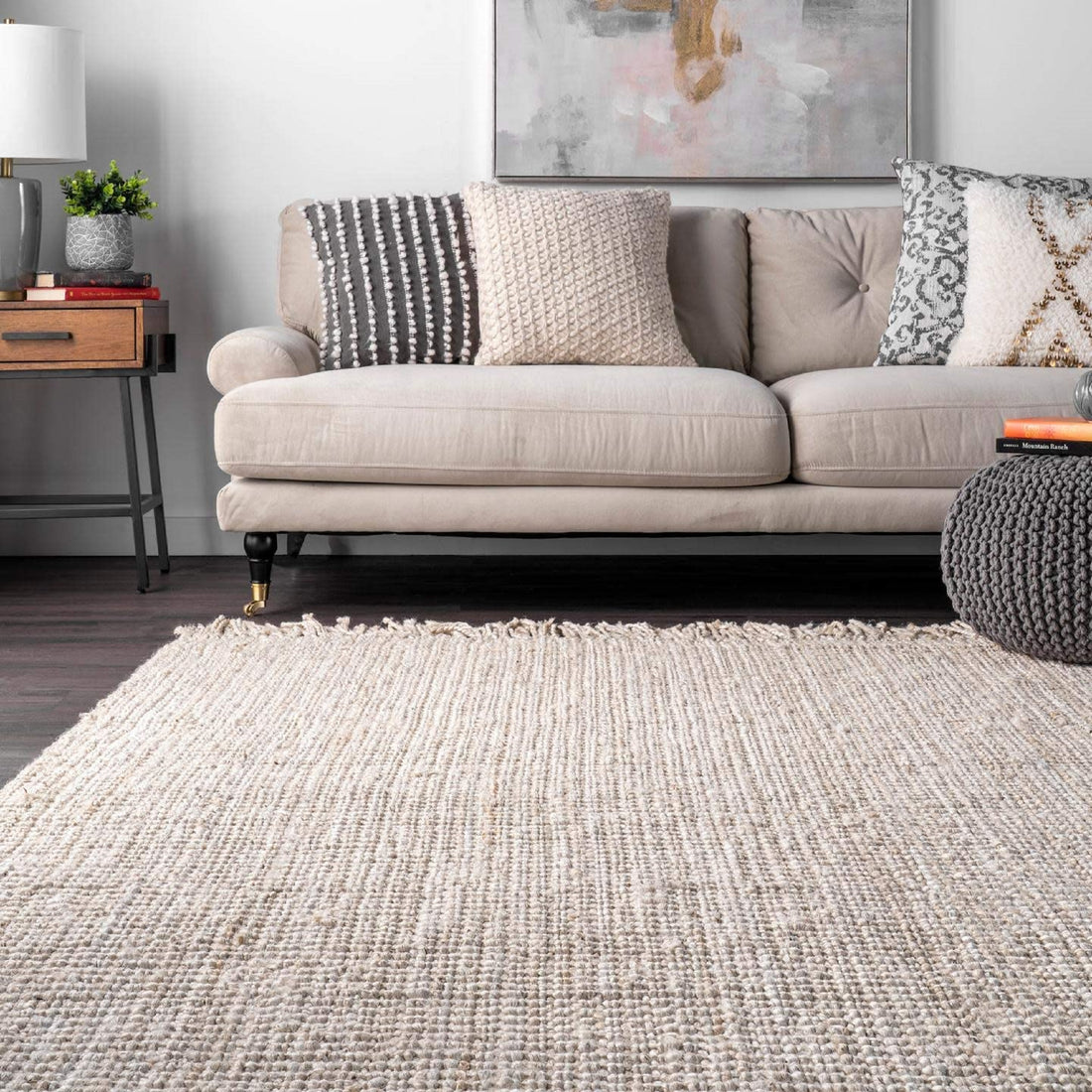 Marrakesh Diamond Jute Bohemian Stitched Handmade Rug