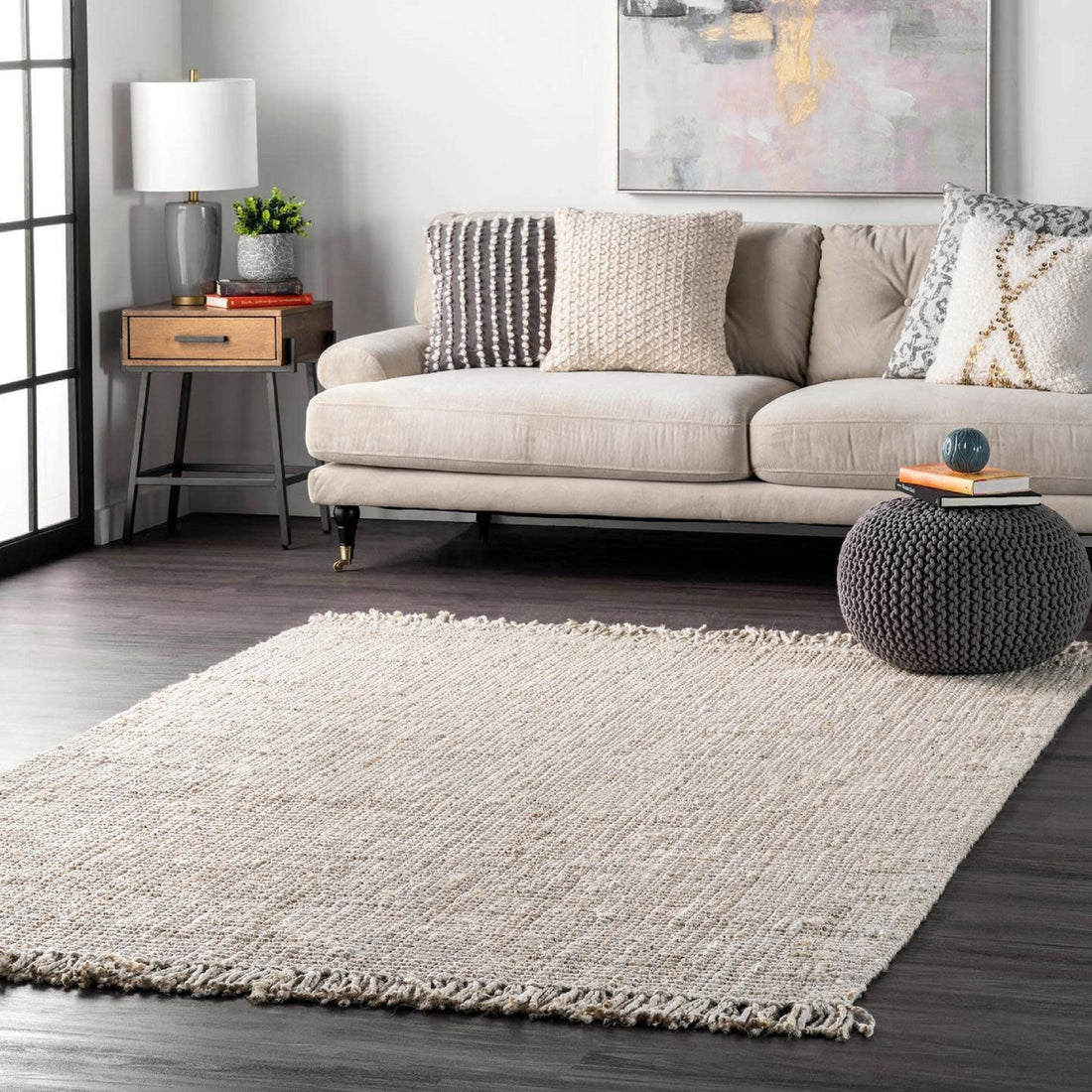 Marrakesh Diamond Jute Bohemian Stitched Handmade Rug