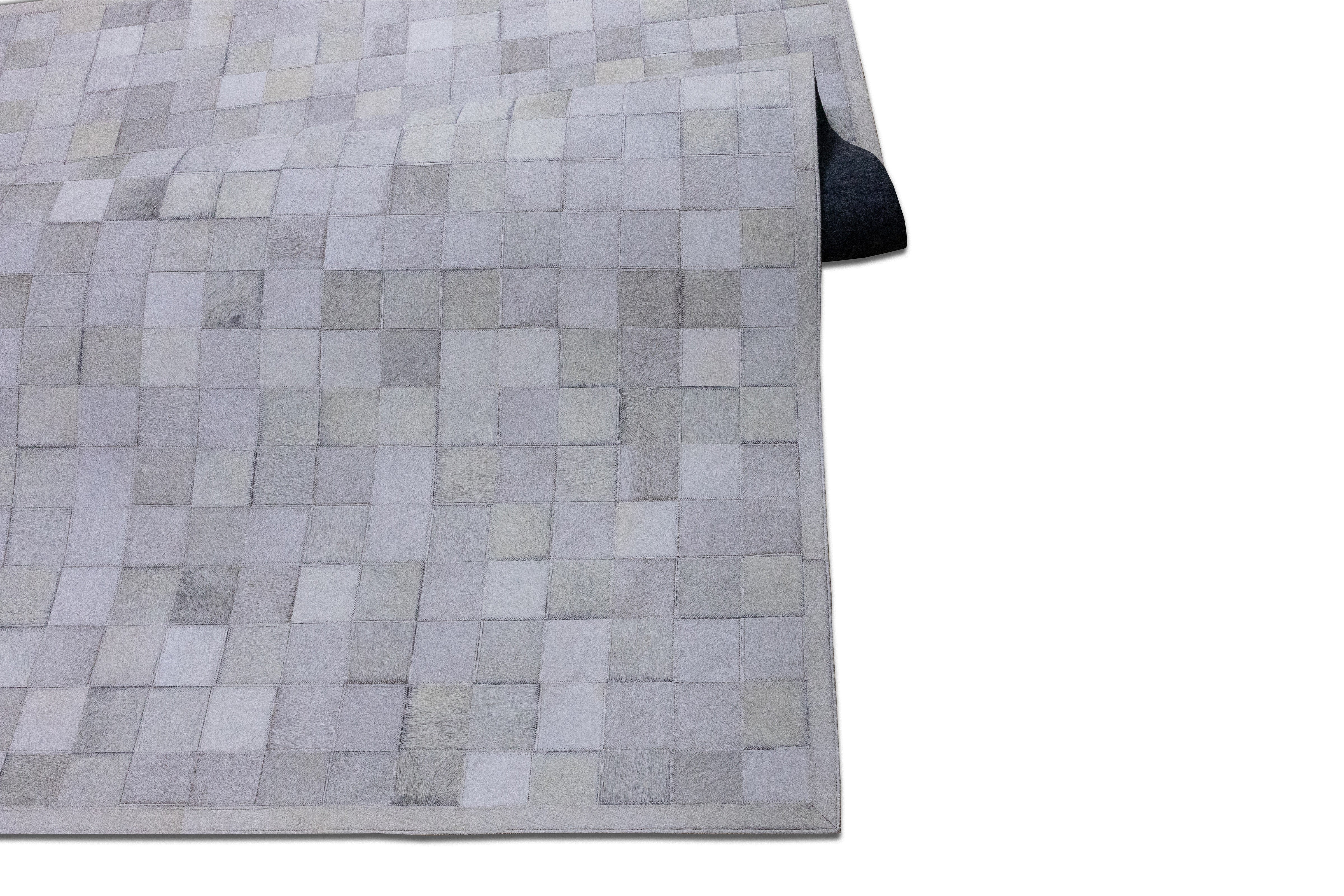 Marverick Suede Leather Patched Hand-Stitched Rug