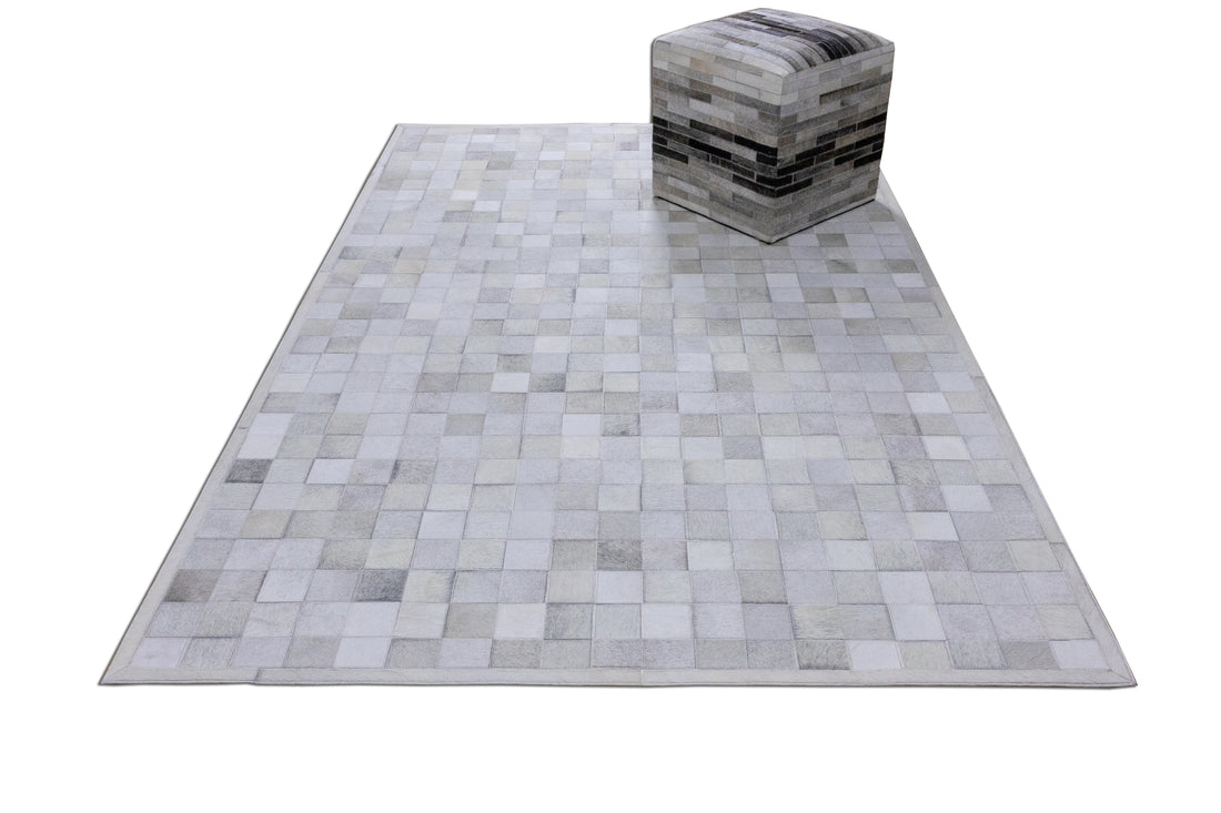 Marverick Suede Leather Patched Hand-Stitched Rug