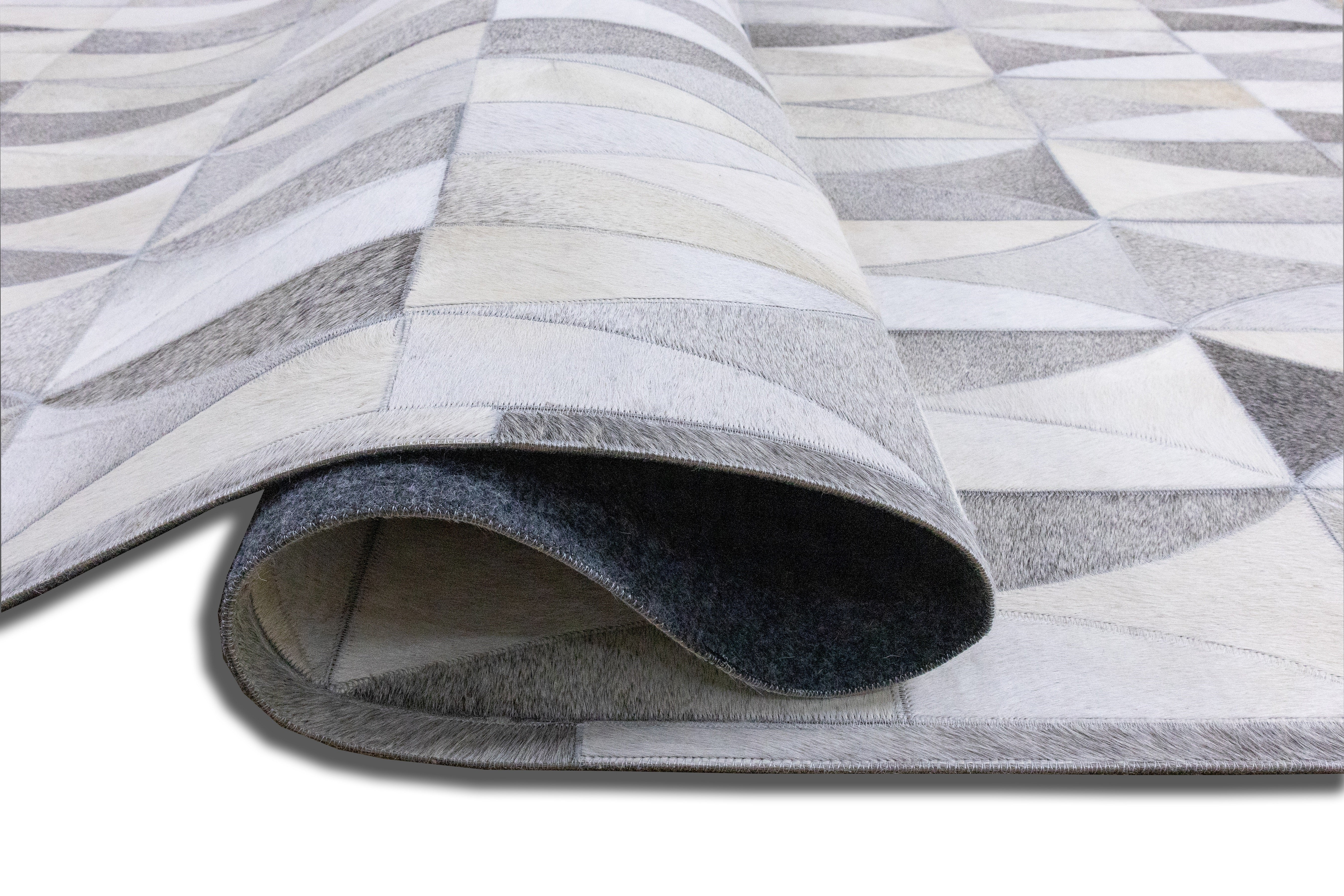 Monarch Herringbone Leather Patched Hand-Stitched Rug