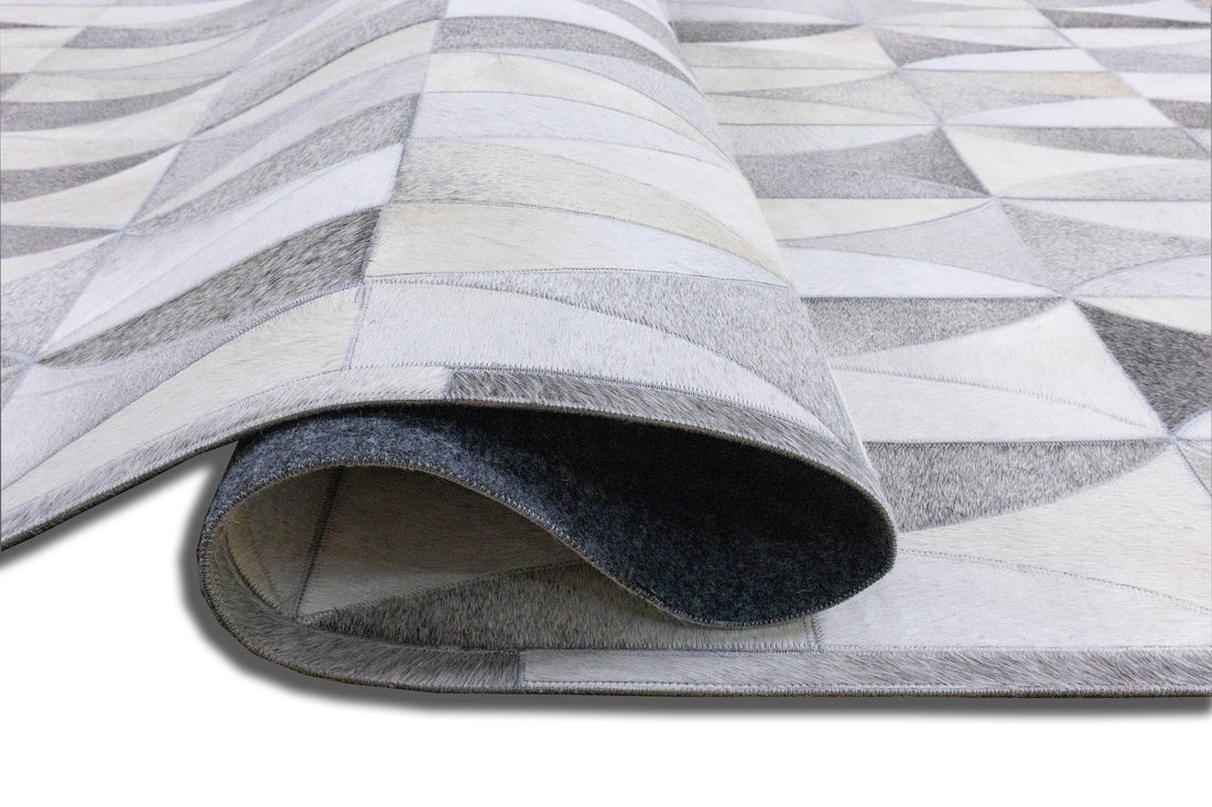 Monarch Herringbone Leather Patched Hand-Stitched Rug