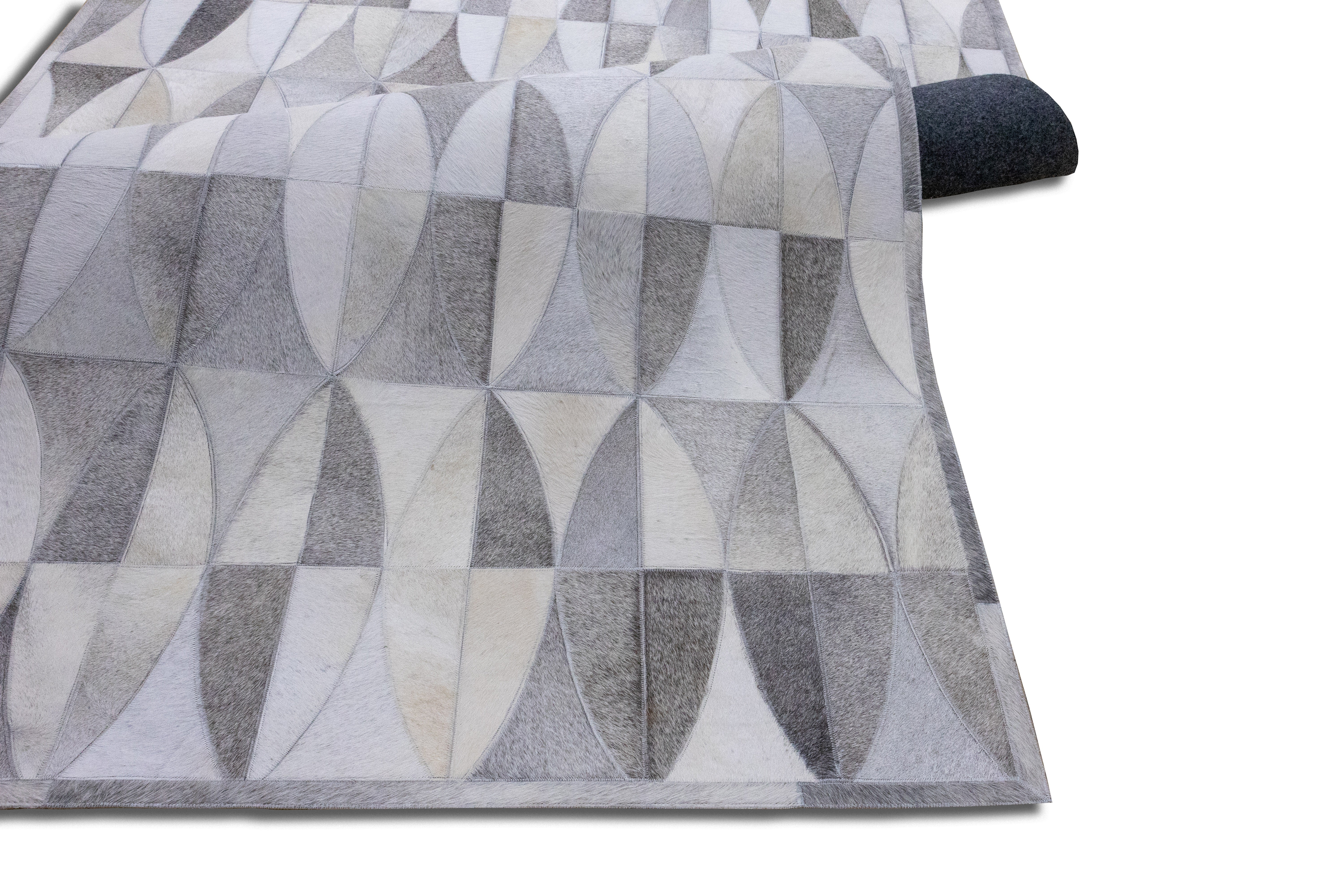 Monarch Herringbone Leather Patched Hand-Stitched Rug