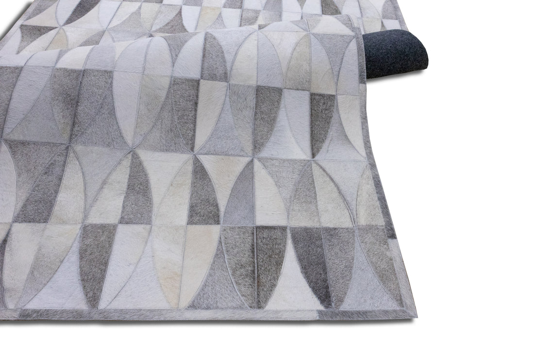 Monarch Herringbone Leather Patched Hand-Stitched Rug