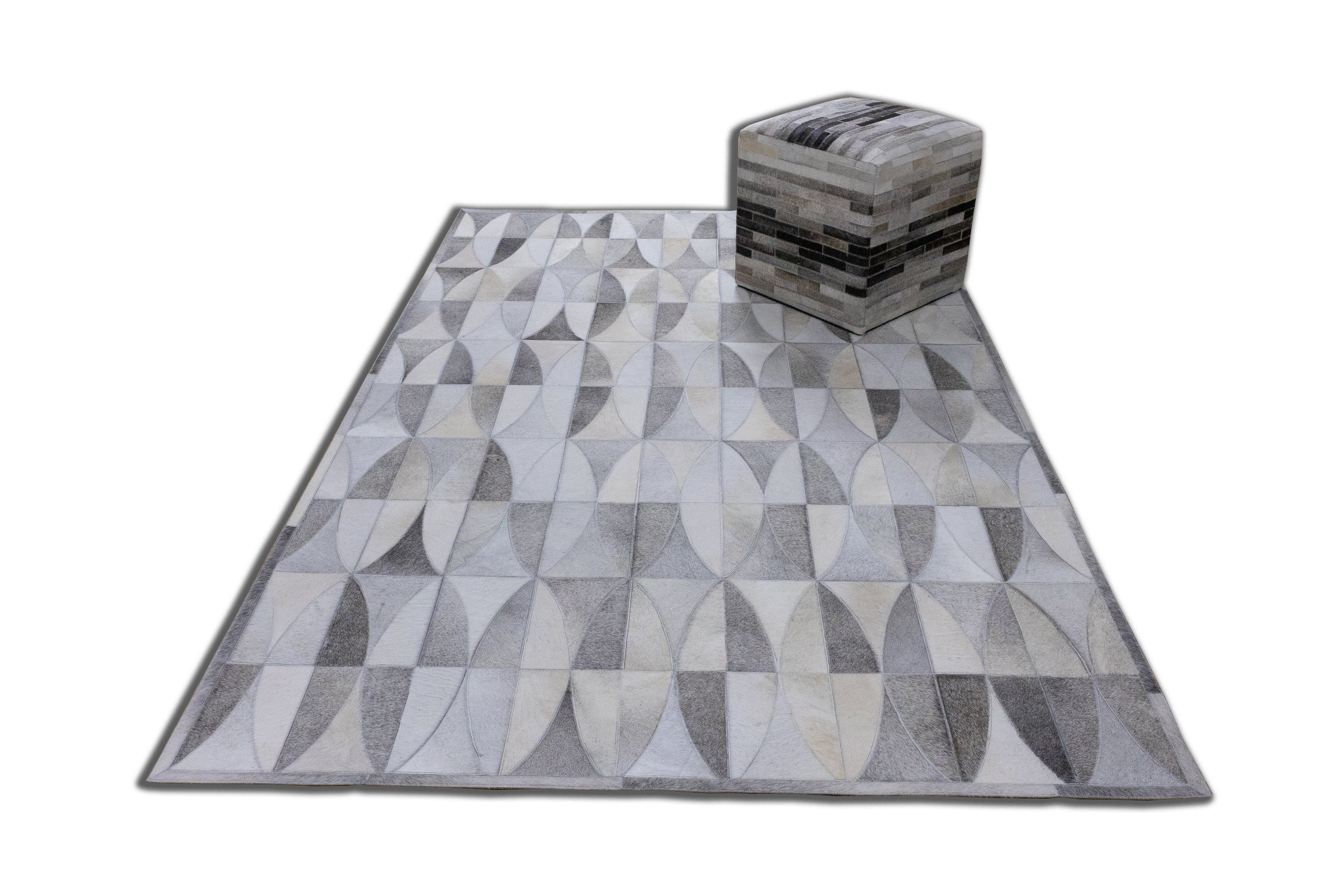 Monarch Herringbone Leather Patched Hand-Stitched Rug