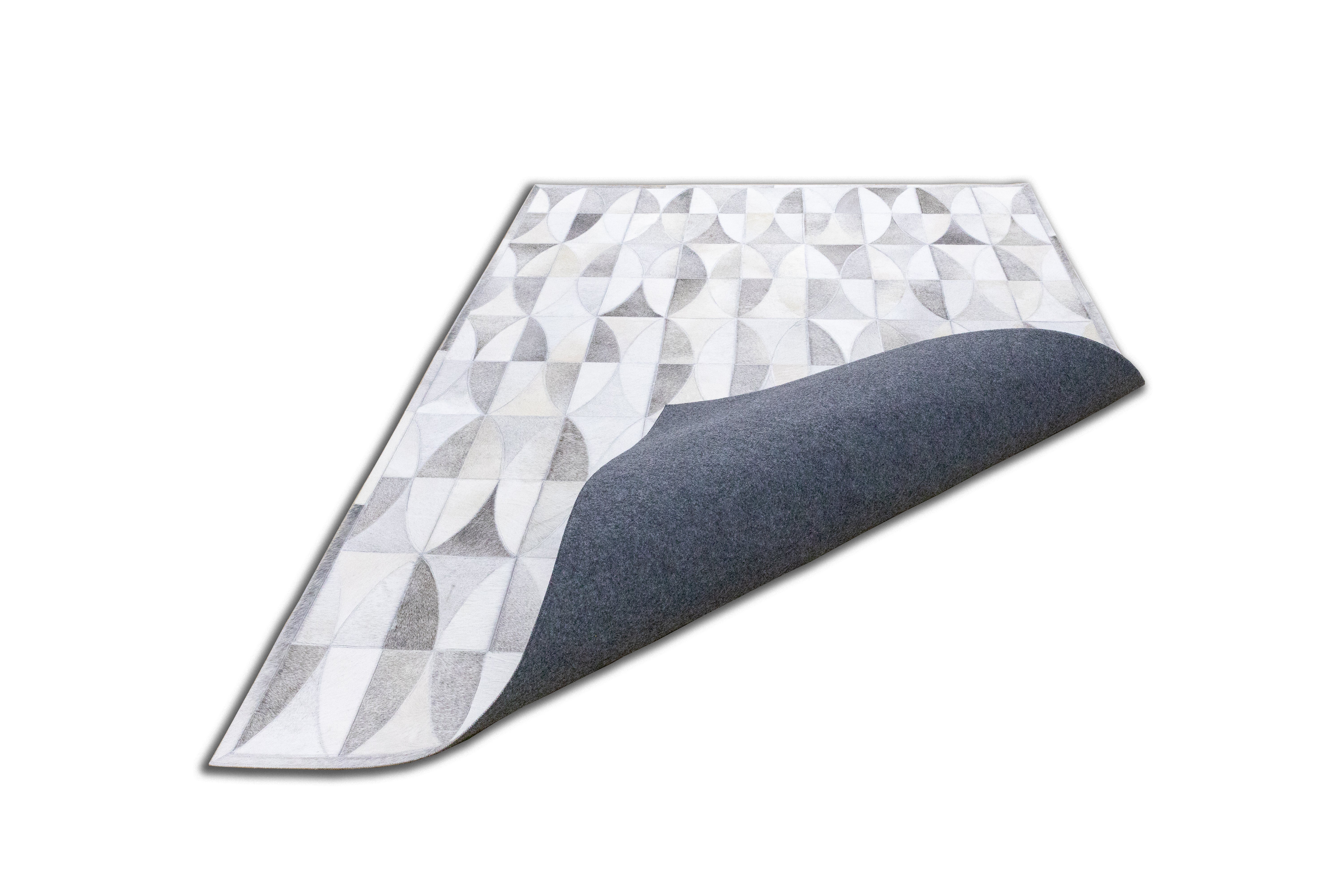 Monarch Herringbone Leather Patched Hand-Stitched Rug