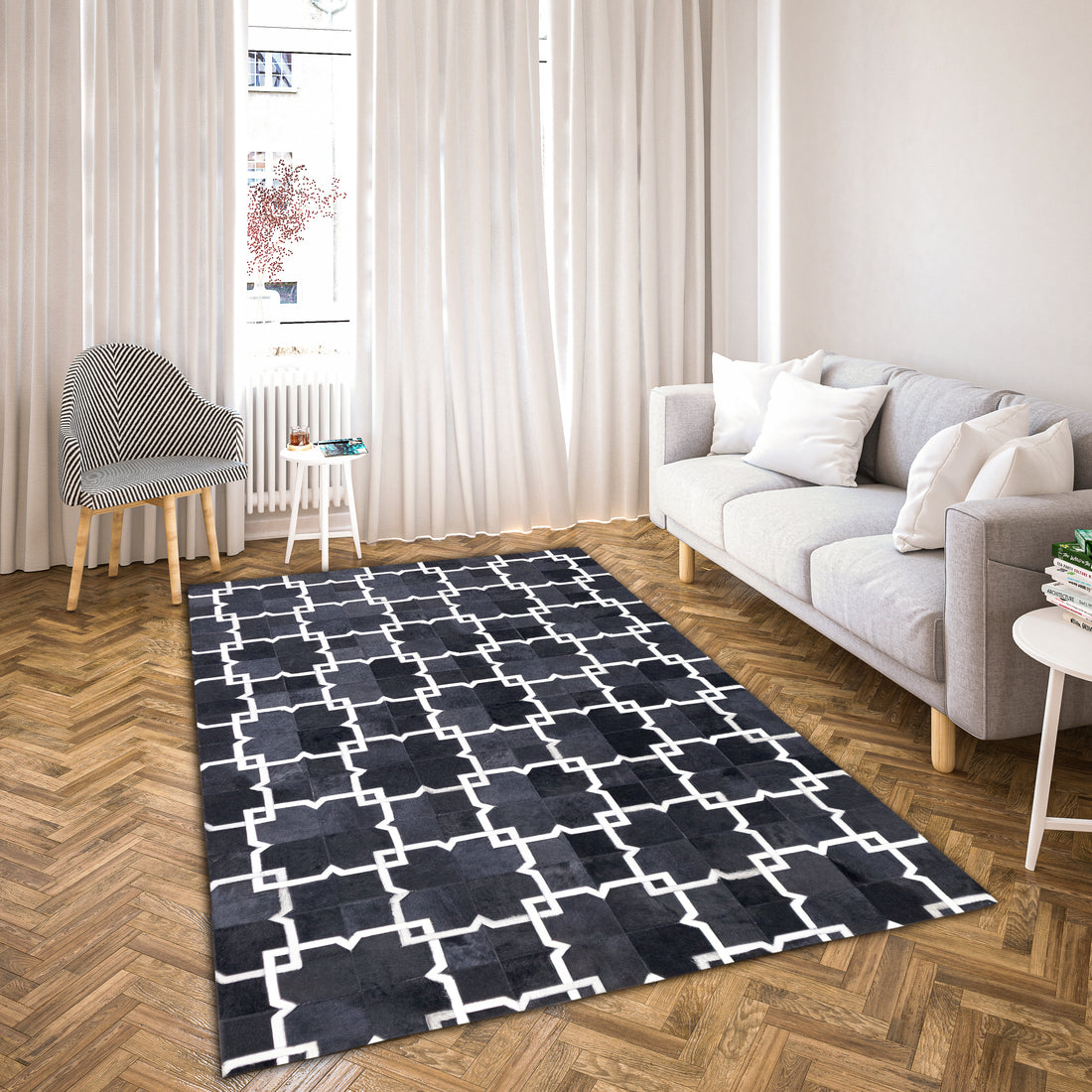 Montis Earth Leather Patched Hand-Stitched Rug