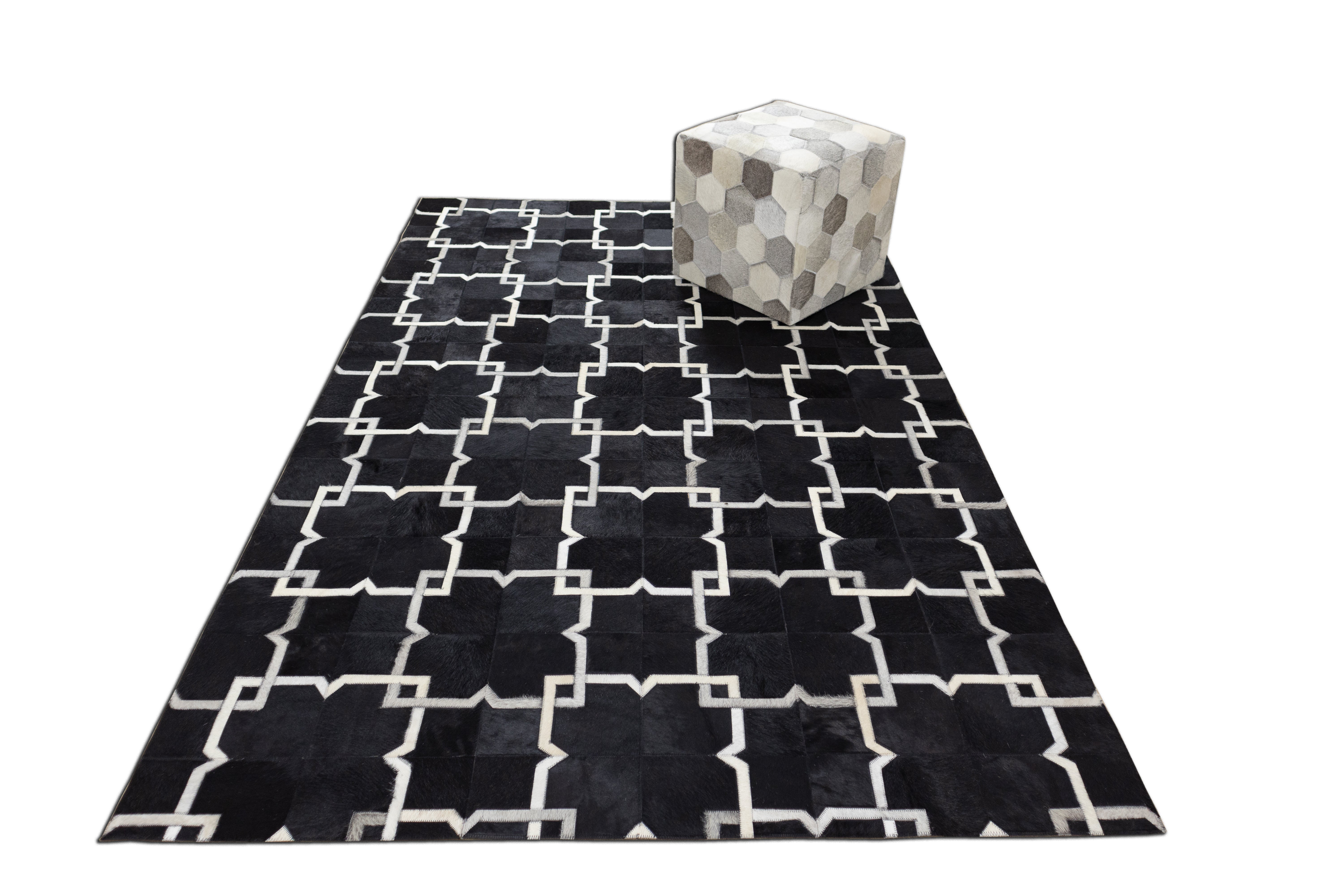 Montis Earth Leather Patched Hand-Stitched Rug