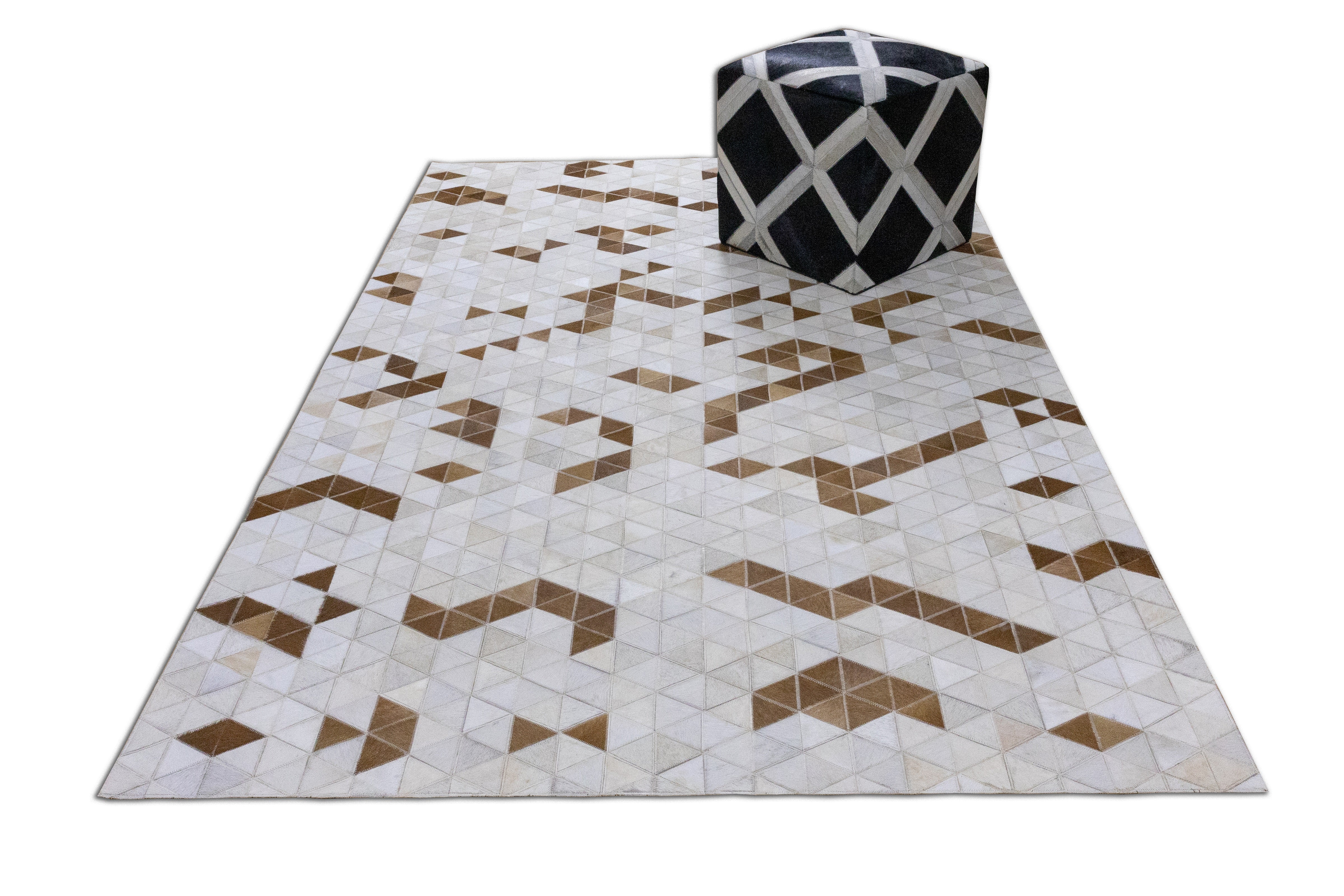 Phoenix Horizon Leather Patched Hand-Stitched Rug