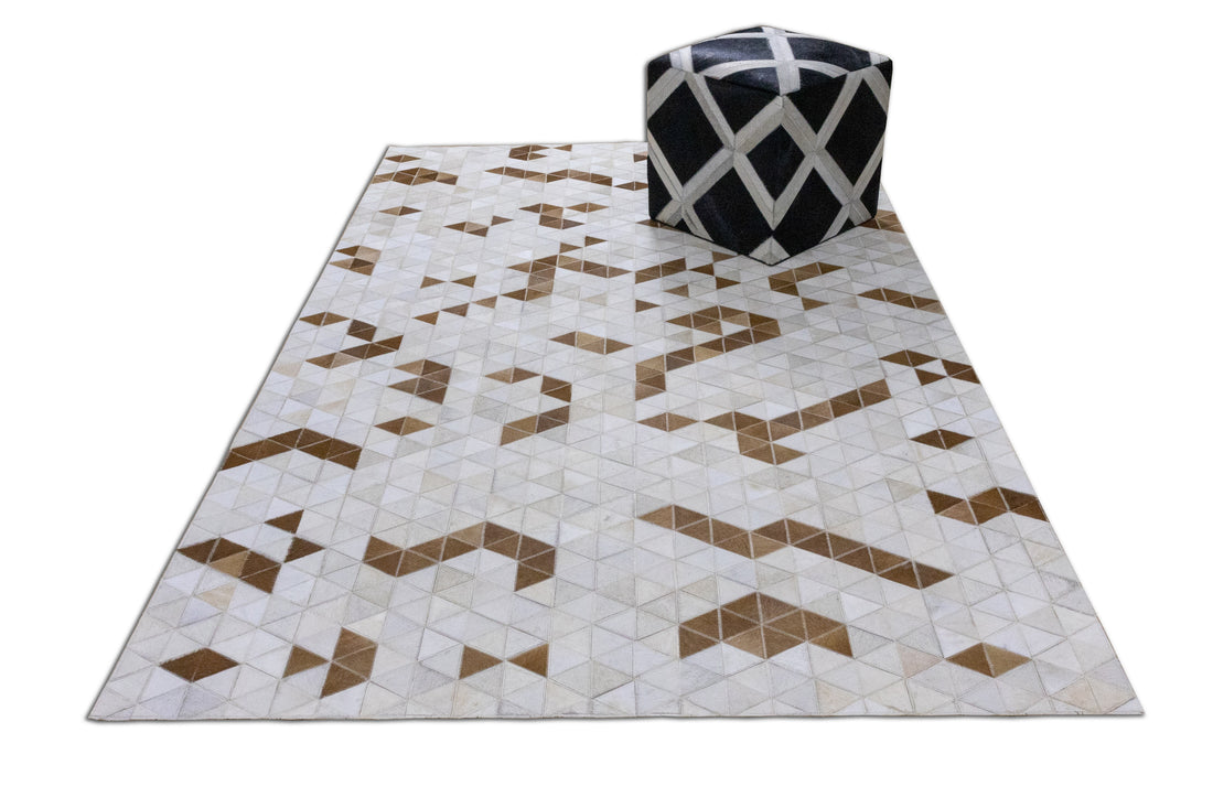 Phoenix Horizon Leather Patched Hand-Stitched Rug