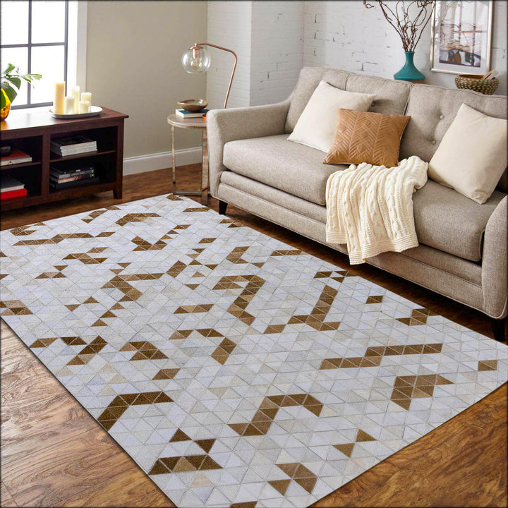 Phoenix Horizon Leather Patched Hand-Stitched Rug