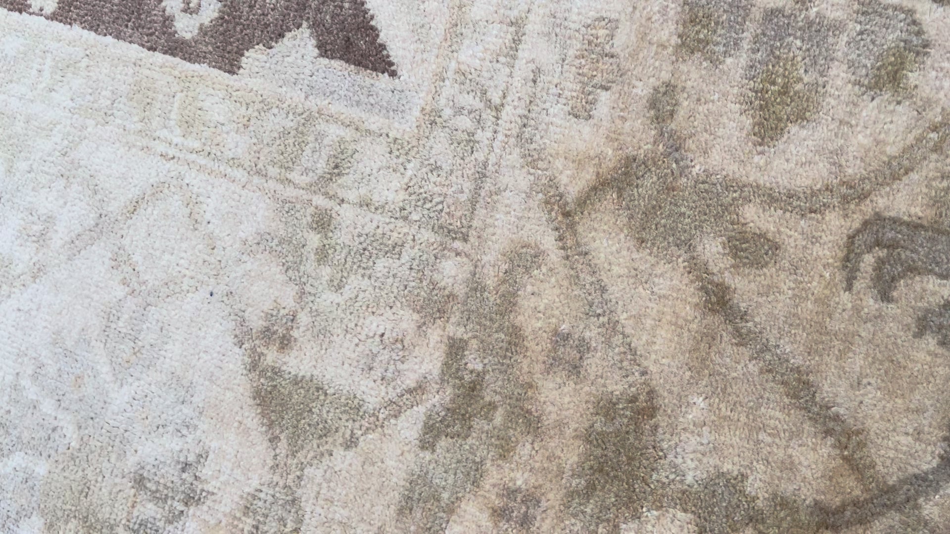 Kaelis Vintage Oushak Neutral Brown and Ivory Hand-Knotted Wool Rug