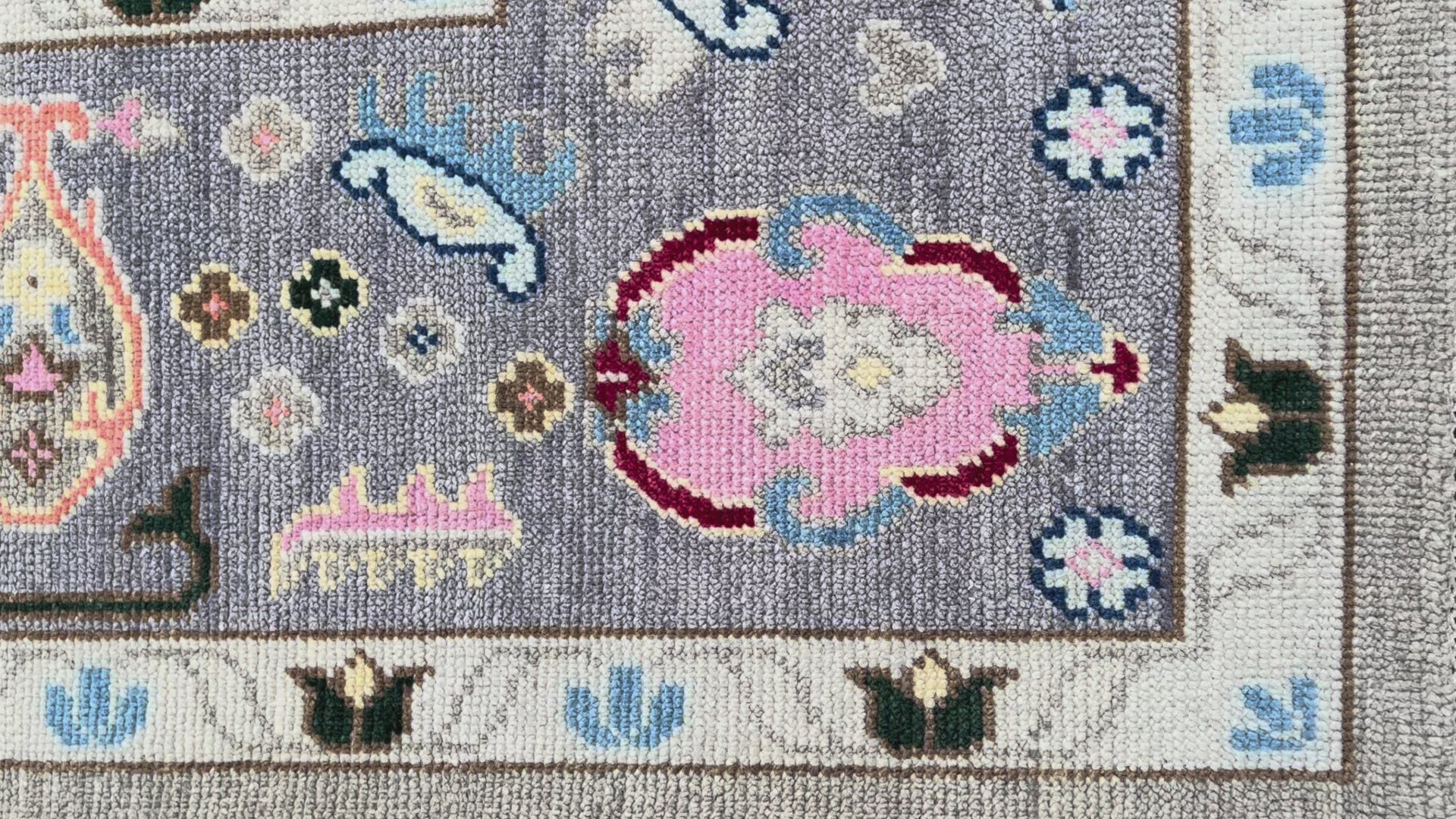 Cappadocia Vintage Oushak Grey Hand-Knotted Wool Rug