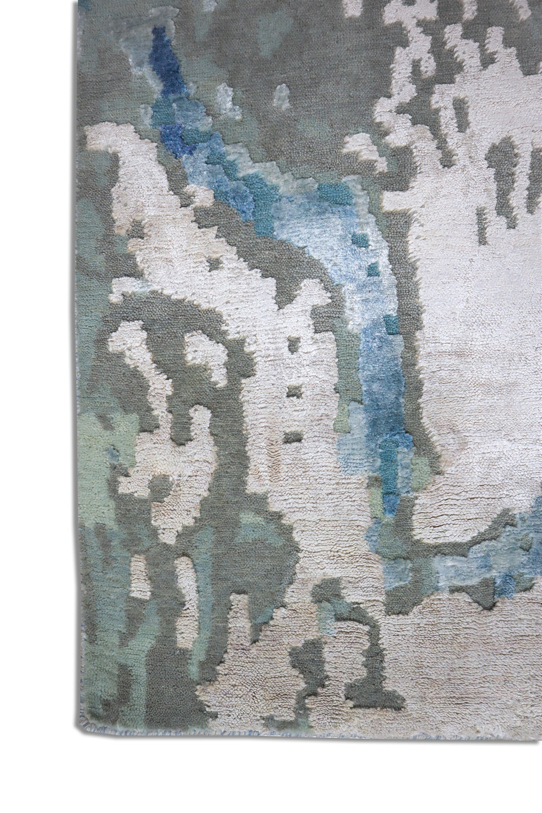 Quinlan Ocean Blue and Sand Drift Abstract Hand-Knotted Wool Rug