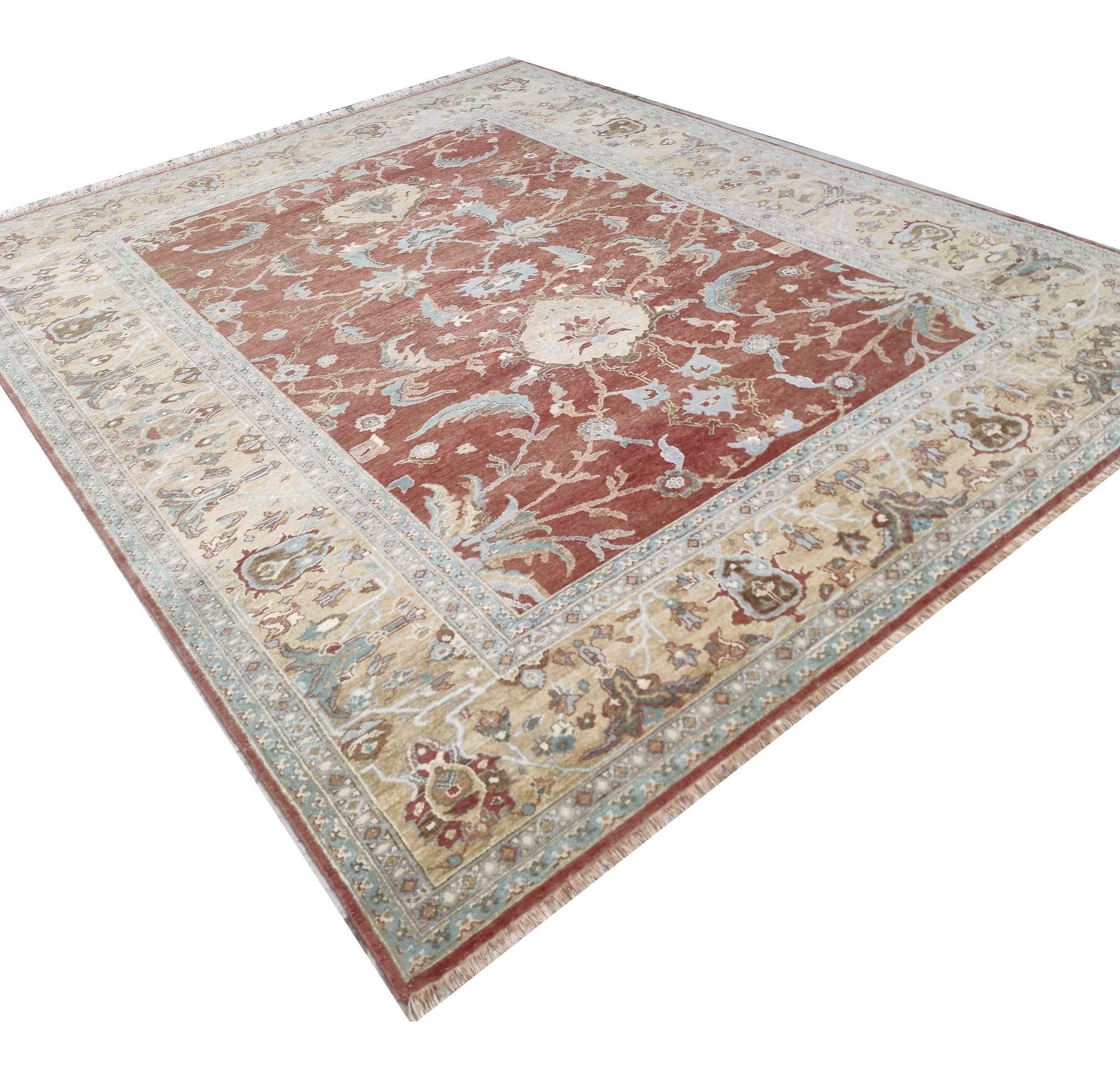 Roselyn Red Oushak Hand-Knotted Wool Rug
