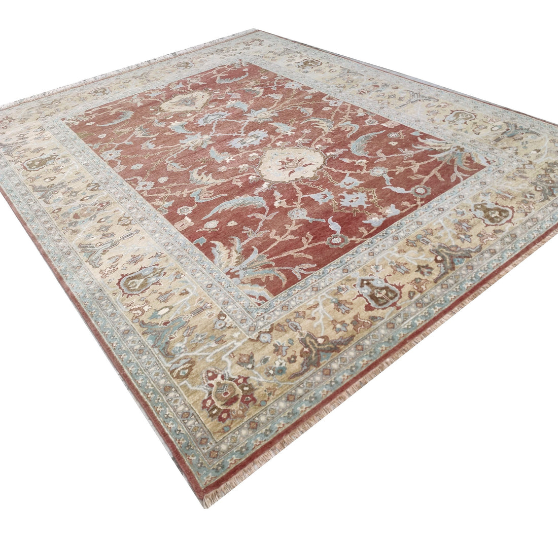 Roselyn Red Oushak Hand-Knotted Wool Rug