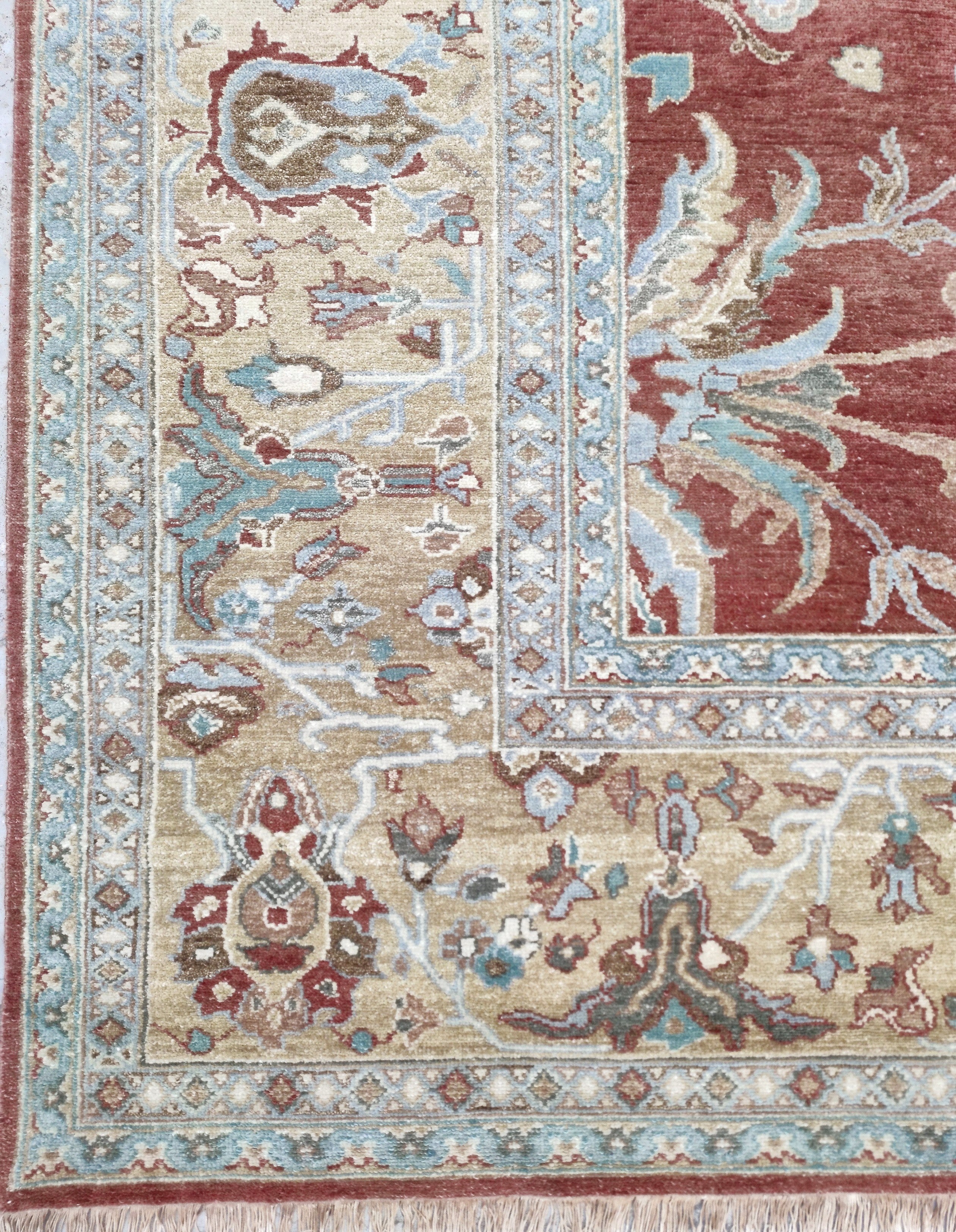 Roselyn Red Oushak Hand-Knotted Wool Rug