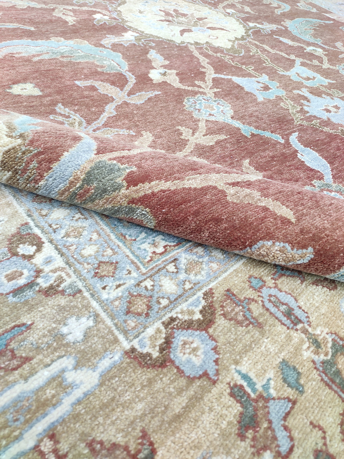 Roselyn Red Oushak Hand-Knotted Wool Rug