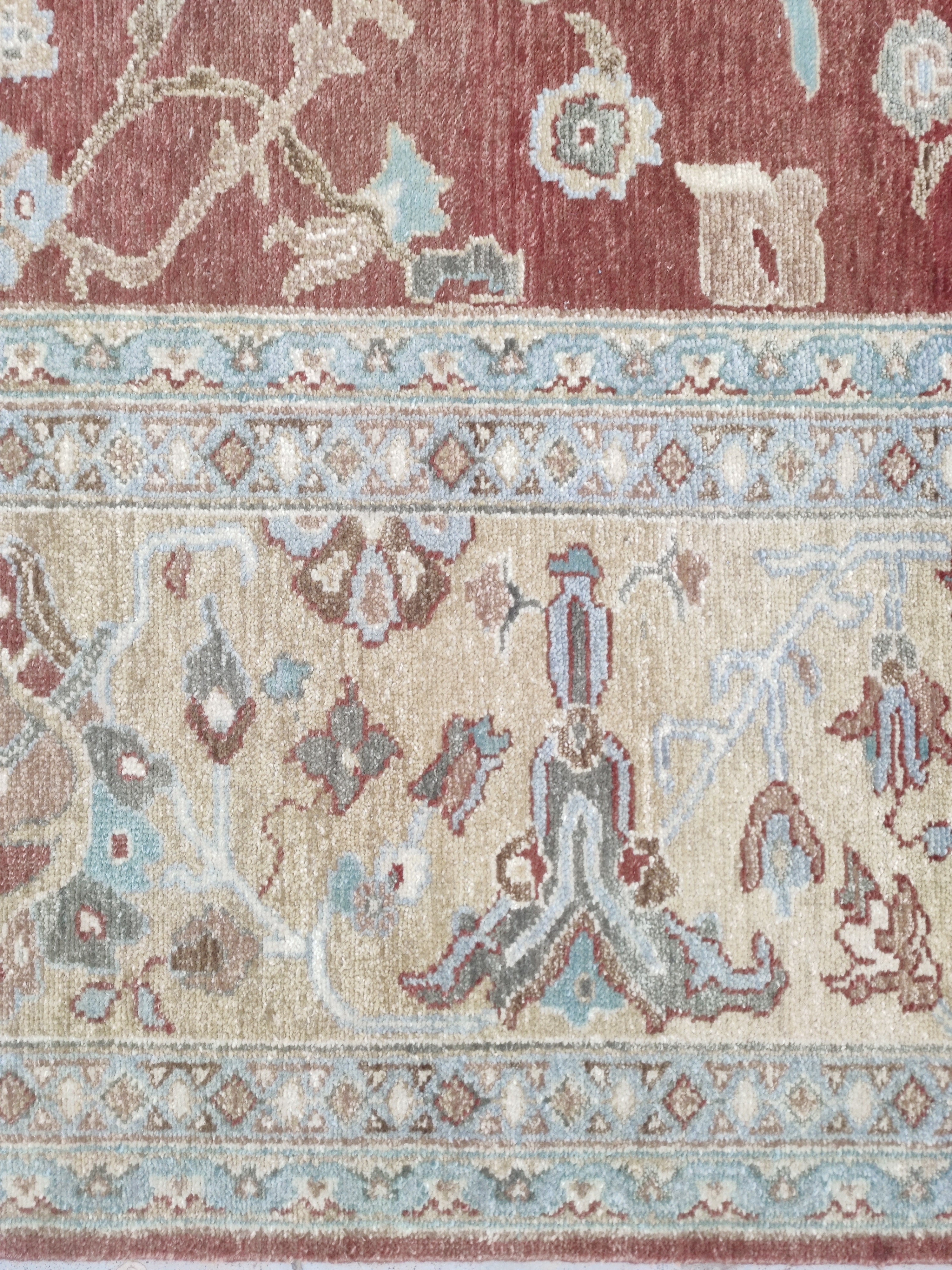 Roselyn Red Oushak Hand-Knotted Wool Rug