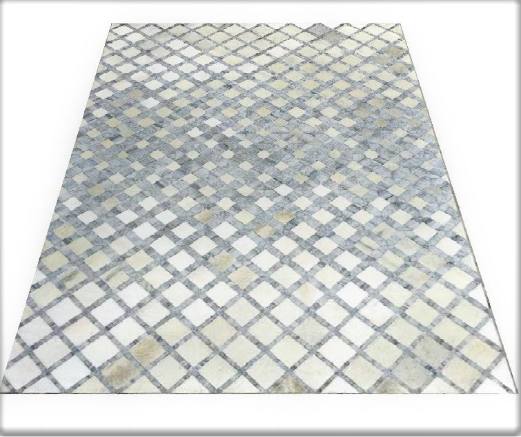 Sahara Block Leather Patched Hand-Stitched Rug