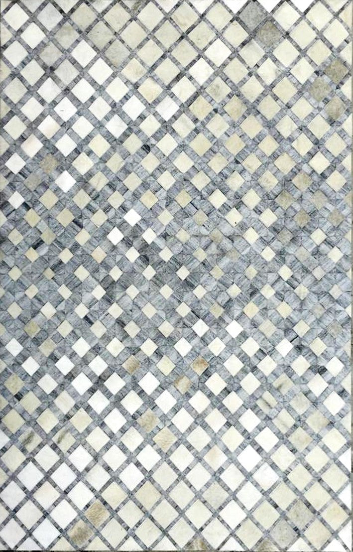 Sahara Block Leather Patched Hand-Stitched Rug