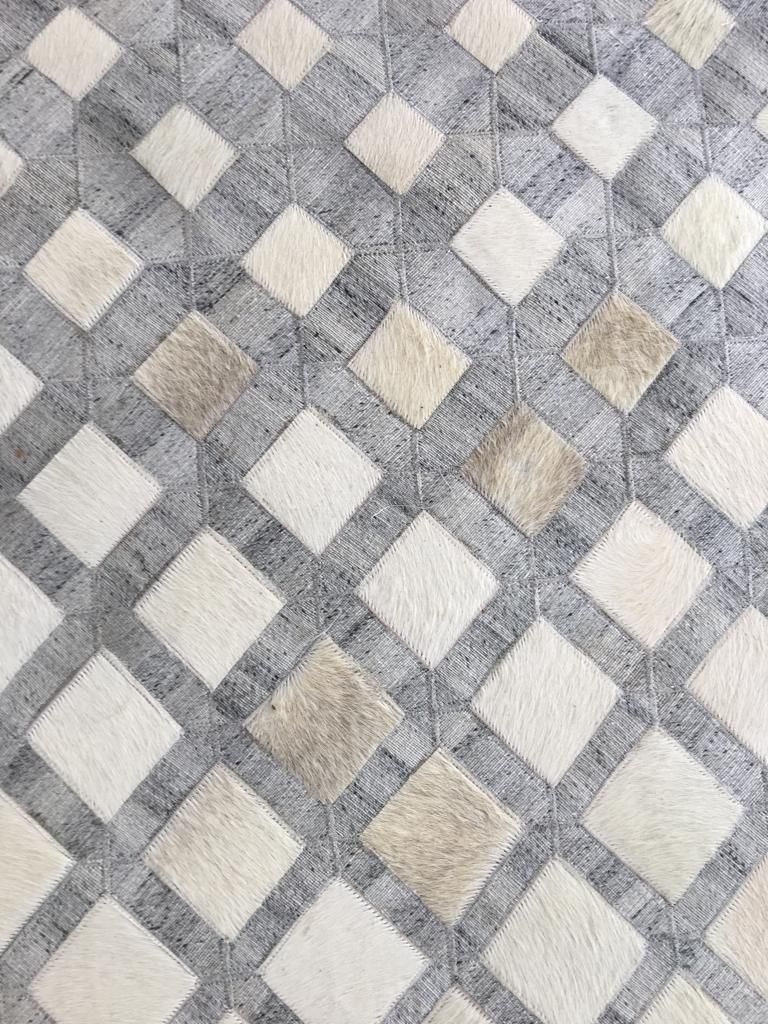 Sahara Block Leather Patched Hand-Stitched Rug