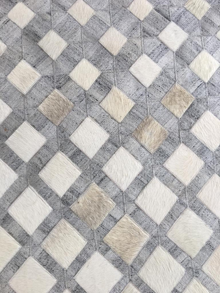 Sahara Block Leather Patched Hand-Stitched Rug