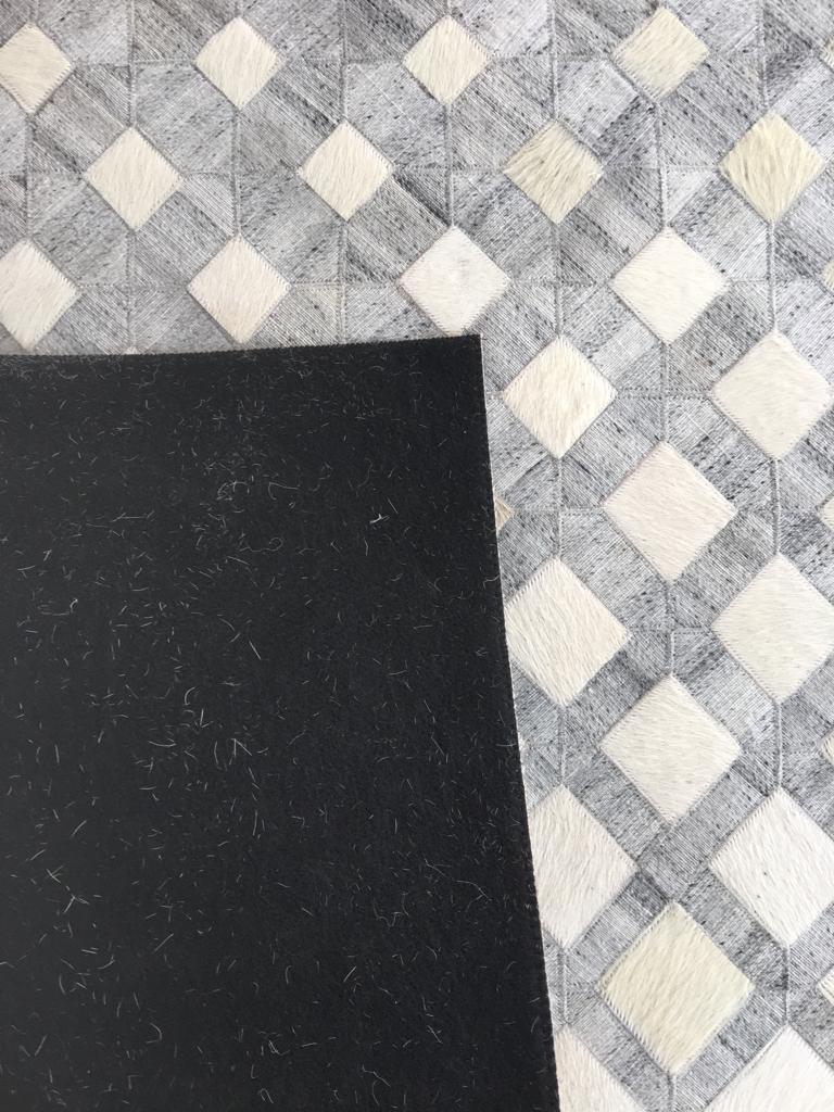 Sahara Block Leather Patched Hand-Stitched Rug
