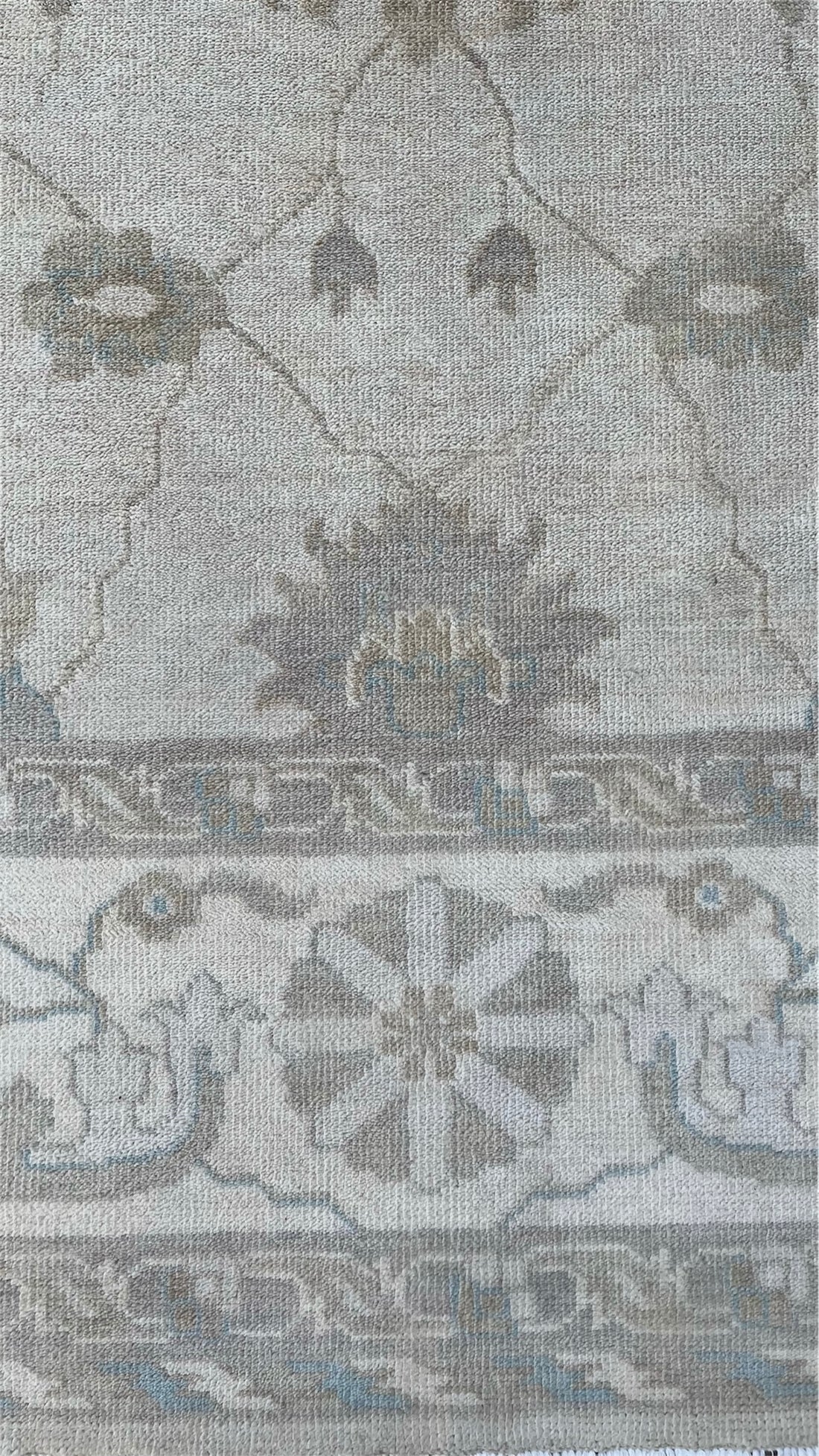 Ivory Sand Moonstone Oushak Hand-Knotted Wool Rug