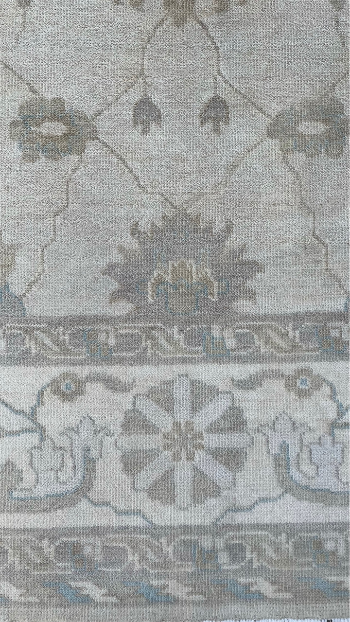 Ivory Sand Moonstone Oushak Hand-Knotted Wool Rug