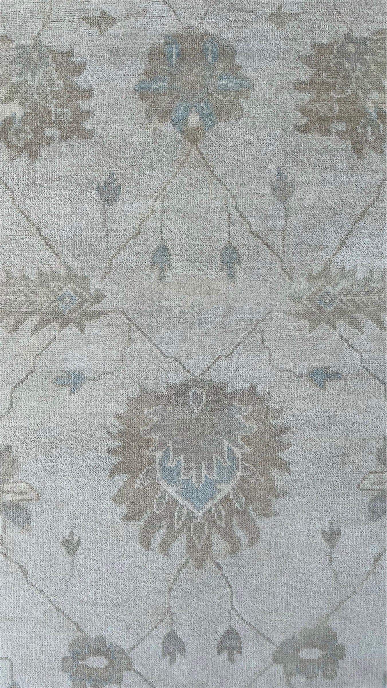 Ivory Sand Moonstone Oushak Hand-Knotted Wool Rug