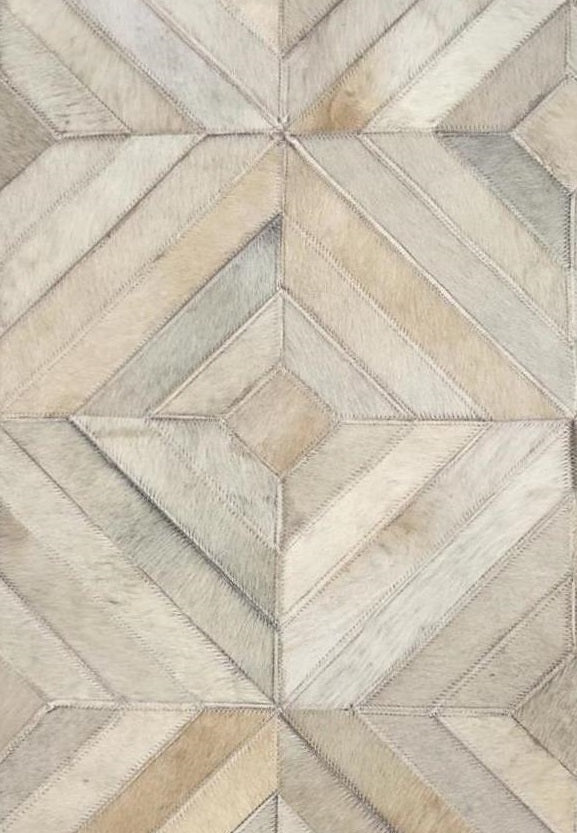 Sienna Grid Leather Patched Hand-Stitched Rug