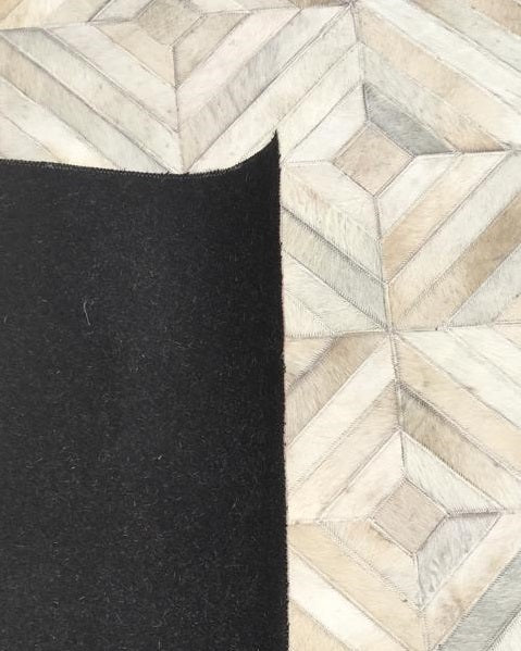 Sienna Grid Leather Patched Hand-Stitched Rug