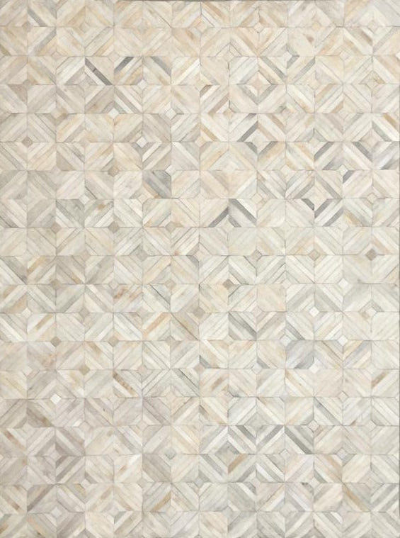 Sienna Grid Leather Patched Hand-Stitched Rug