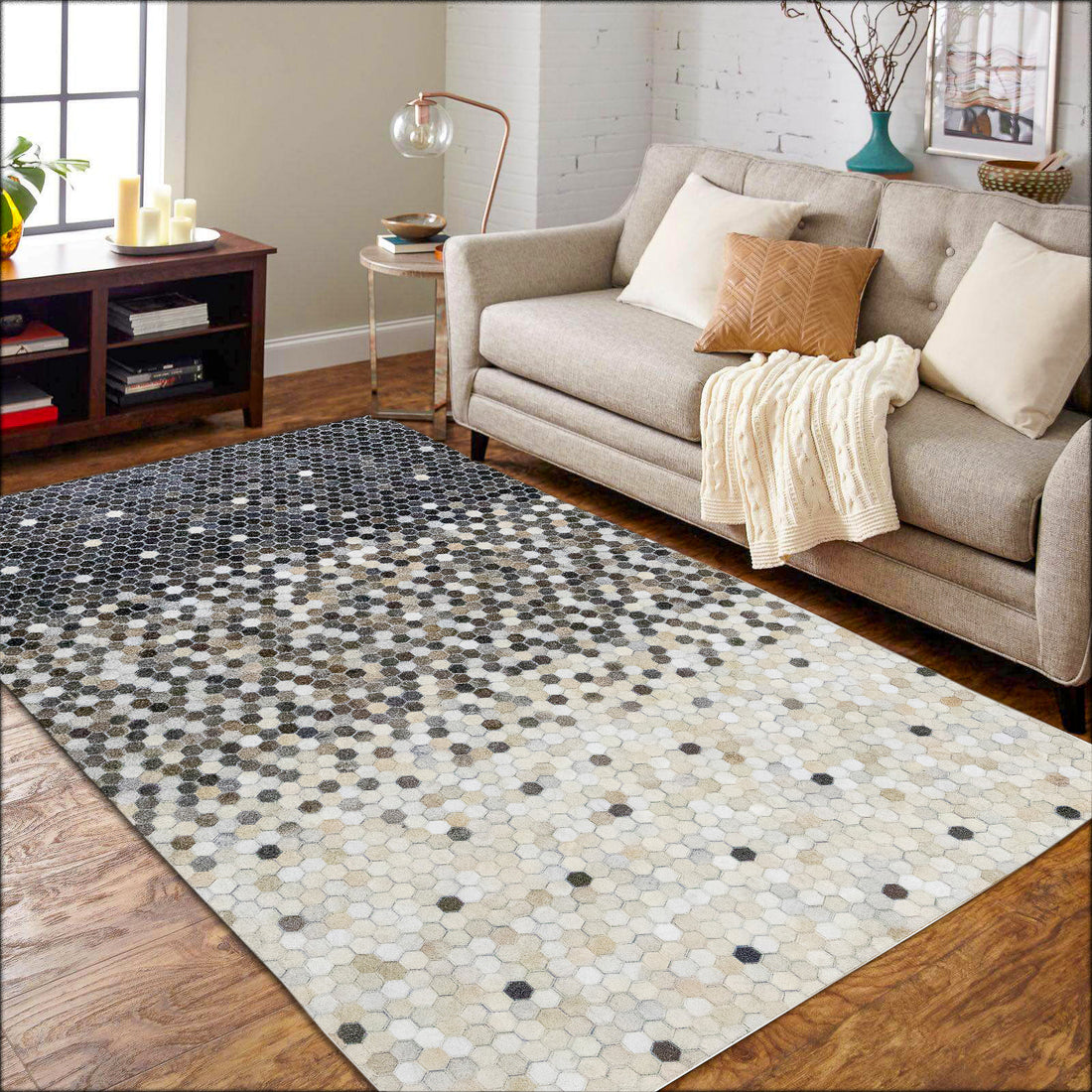 Sonoma Stitch Leather Patched Hand-Stitched Rug