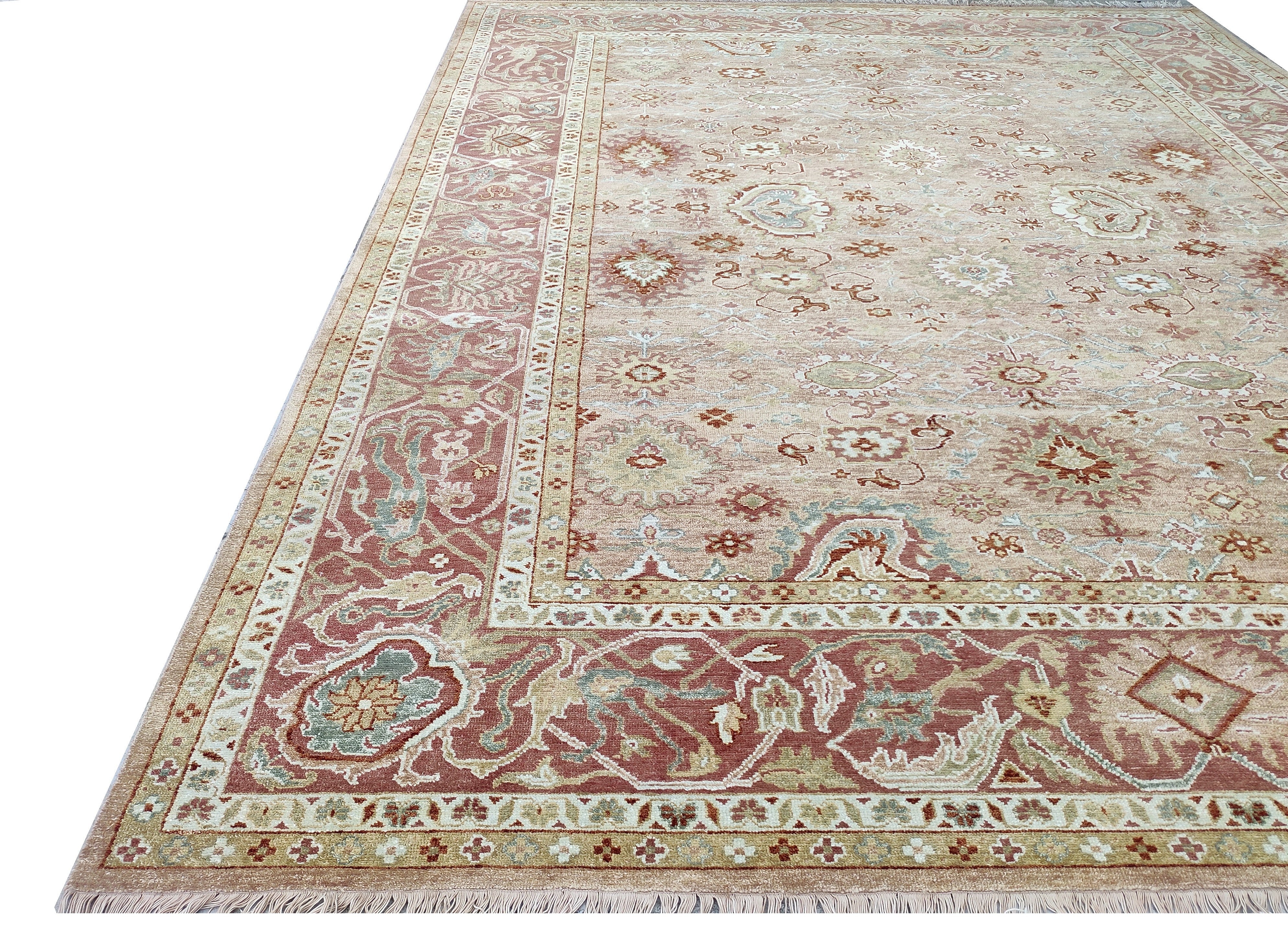 Sorella Peach Red Oushak Hand-Knotted Wool Rug