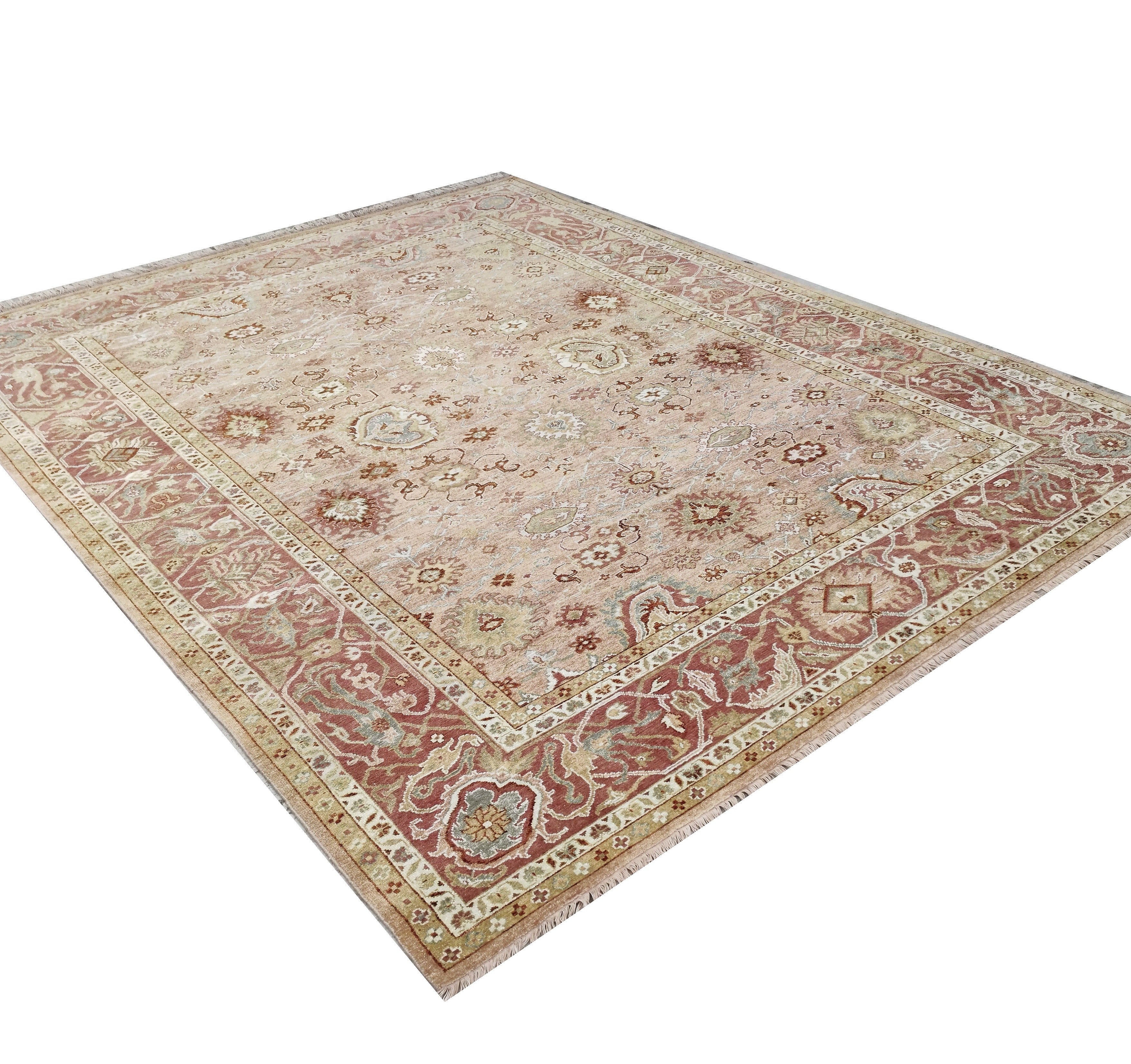 Sorella Peach Red Oushak Hand-Knotted Wool Rug
